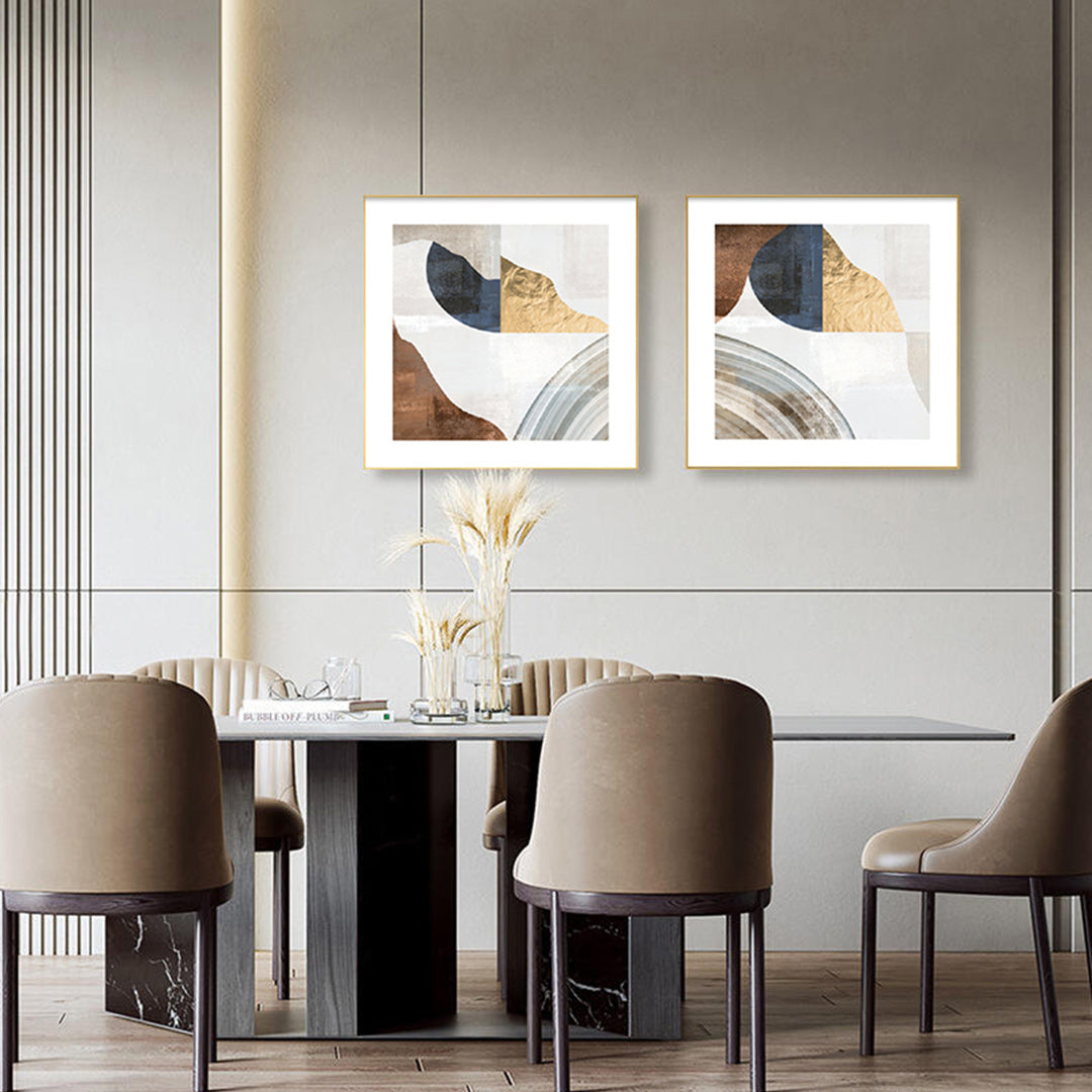 WA 03 Wall Art Set of 2 - 39x39 Inches Modern Canvas Paintings for Living Room, Bedroom & Office Decor
