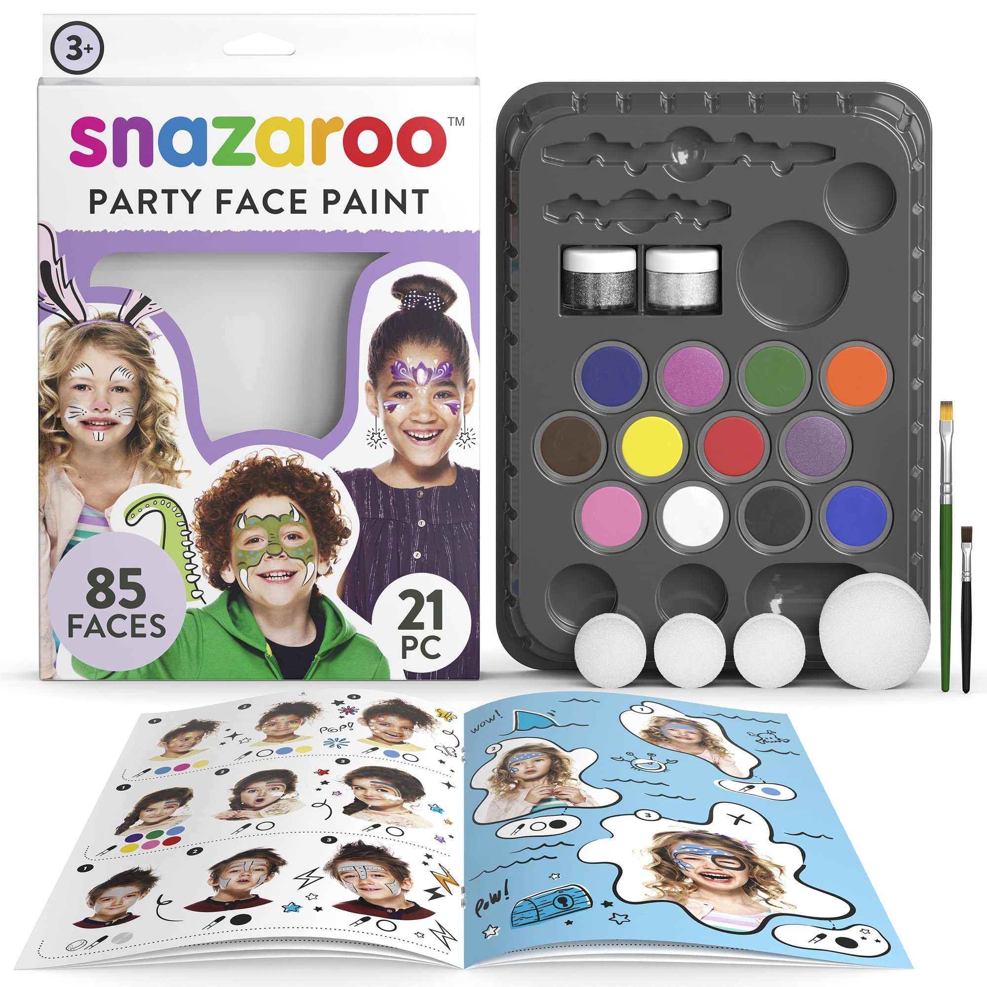 Snazaroo Ultimate Face Paint Kit for Kids - 12 Vibrant Colors, Non-Toxic & Washable - Perfect for Halloween, Birthday Parties & Costume Events