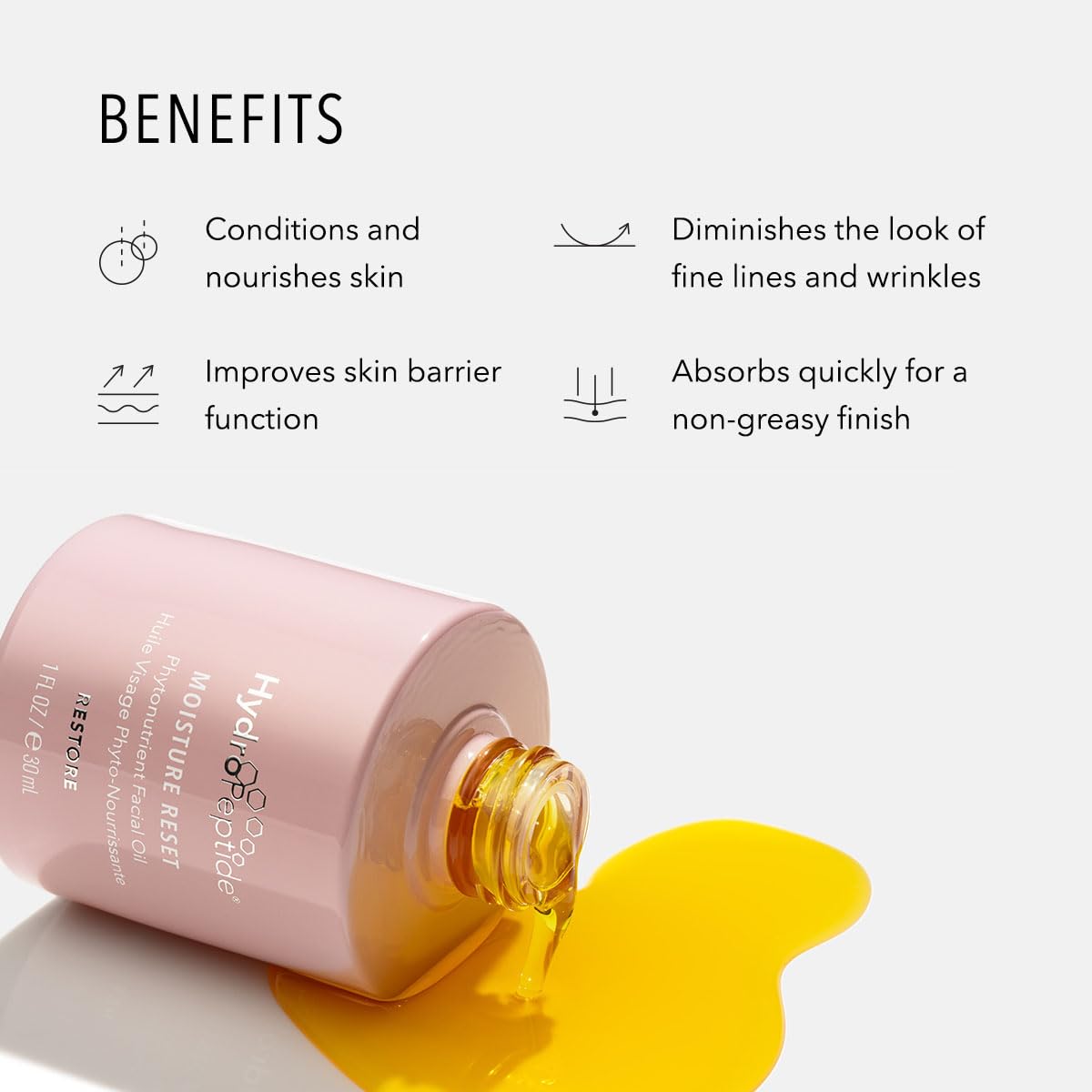 HydroPeptide Moisture Reset Phytonutrient Facial Oil - Hydrating & Skin Barrier Repair for Dry & Sensitive Skin - 1 oz | Perfect for Nighttime Skincare & Anti-Aging Routine