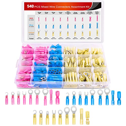 540Pcs Mixed Heat Shrink Terminals