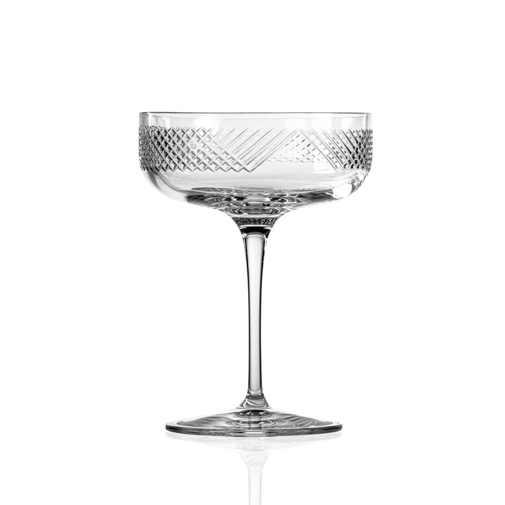 Premium Bourbon Street 10.25oz Champagne Coupe Glasses - Set of 4 for Elegant Cocktails, Mimosas & Sparkling Wine - Perfect for Weddings, Parties & Home Entertaining
