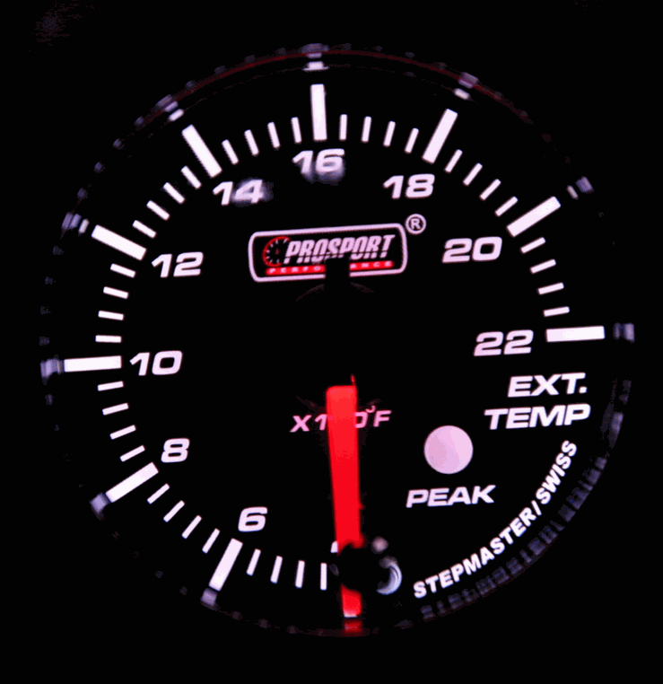 Prosport Premium Peak/Warning EGT Gauge 52mm - High Performance Exhaust Gas Temperature Monitor for Cars, Trucks & Motorsports - Perfect for Racing, Tuning & Engine Diagnostics