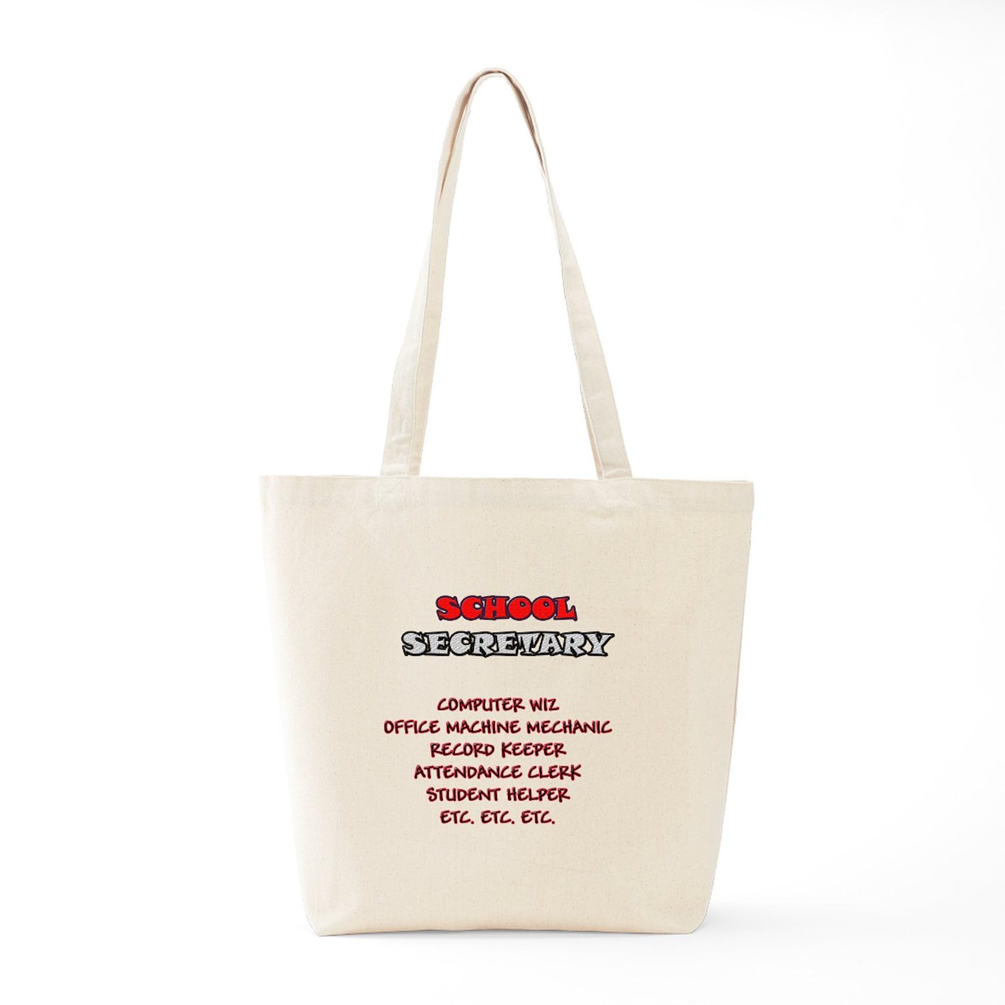 CafePress School Secretary Duties Tote Bag - Natural Canvas Reusable Shopping Bag for Teachers, Office & Everyday Use