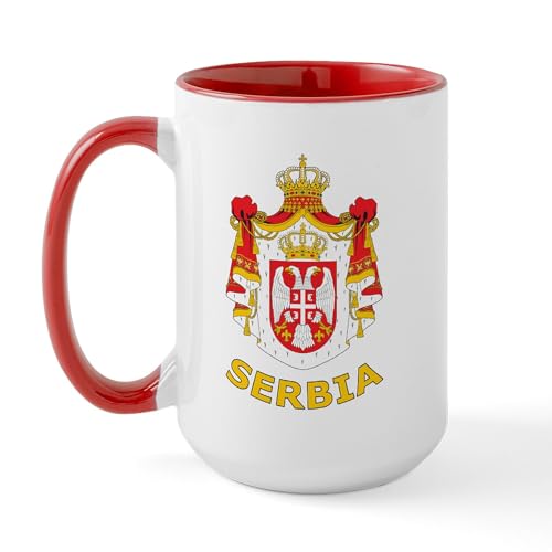 White/Red Inside - Stylized Serbia Large Mug