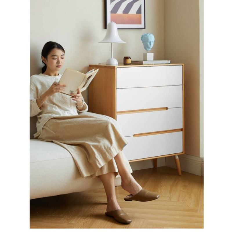 Solid Poplar Wood Chest of Drawers - 5-Drawer Storage Organizer for Bedroom, Living Room & Office | Natural Wood Dresser with Smooth Gliding Drawers