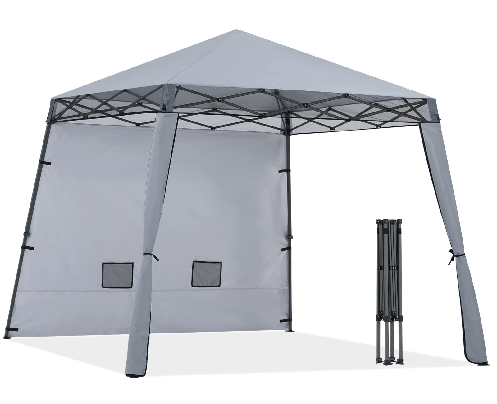 COOSHADE 10x10 Pop Up Beach Tent with Sidewall & Sandbags - Compact Lightweight Backpack Canopy for Sun Protection, Portable Slant Leg Shelter for Outdoor, Camping, Picnics, and Beach Trips (Blue)