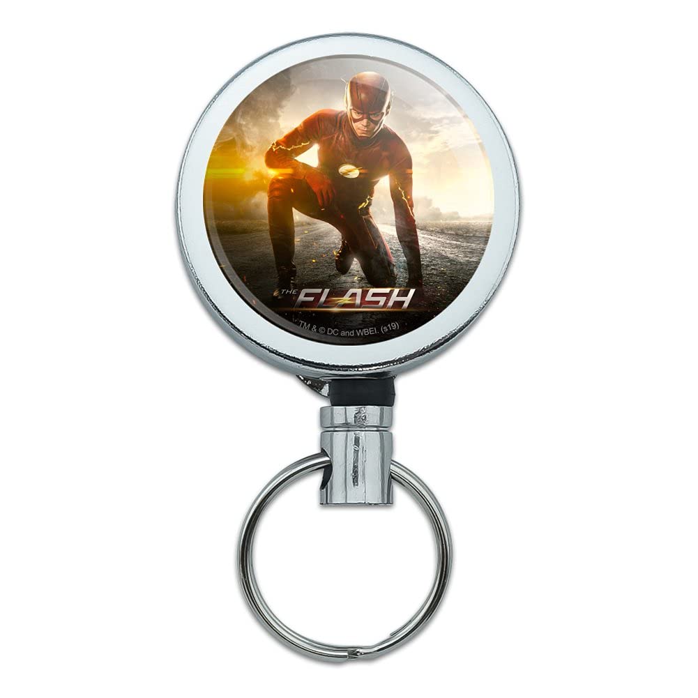 The Flash TV Series Heavy Duty Metal Retractable ID Badge Holder - Key Card Reel with Belt Clip for Security, Office, and Hospital Use