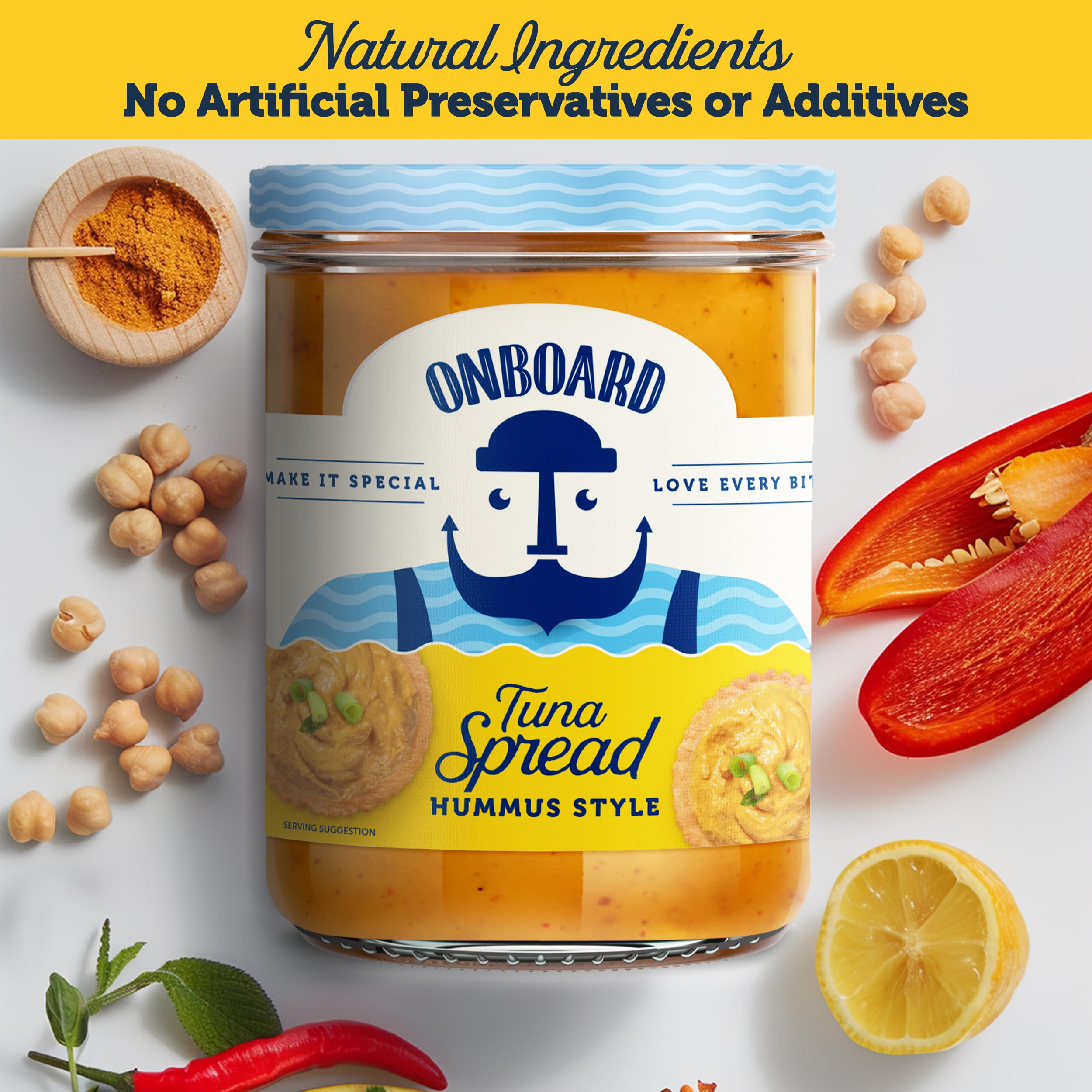 Organic Yellowfin Tuna Hummus Spread - 6 Pack (7.1oz Jars) | High-Protein Wild-Caught Tuna Snack with Mediterranean Flavors | Perfect for Sandwiches, Chip Dips, Salads & Healthy Meal Prep | Gluten-Free & Keto-Friendly Snack Option