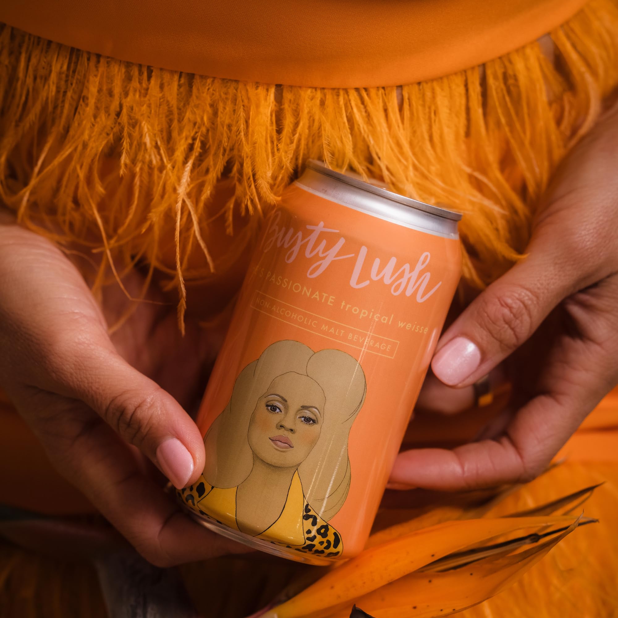 Busty Lush SHE'S PASSIONATE Non-Alcoholic Sour Beer - Low Calorie, No Added Sugar, Craft Brewed Tropical Weisse with Passion Fruit & Dragon Fruit - 12 Pack Cans | Refreshing Alcohol-Free Beverage for Parties, BBQs & Healthy Lifestyle