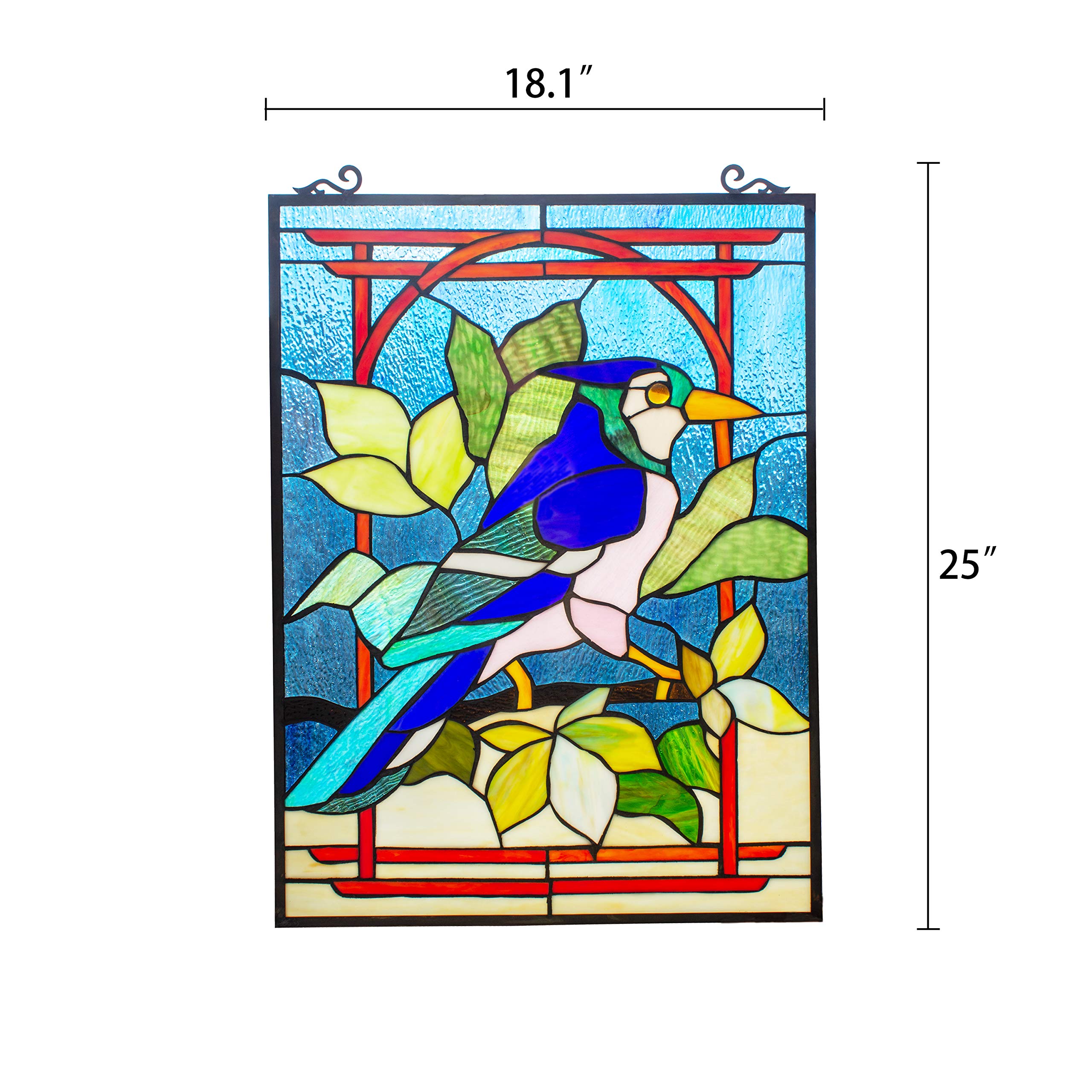 Tiffany-Style Stained Glass Animal Window Panel - 24 Inch Height for Home Decor, Sunroom & Gift Ideas