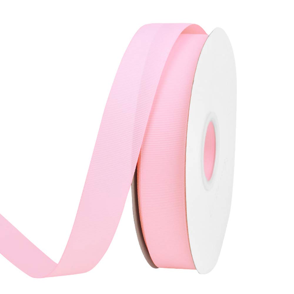 1 Inch Light Pink Grosgrain Ribbon - 50 Yards Per Roll for DIY Crafts, Bow Making, Wreaths, Gift Wrapping, Hair Accessories & Wedding Decorations - Perfect for Party Favors, Scrapbooking and Home Decor Projects