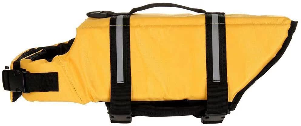 Dog Life Jacket - Swimming Safety Vest with Handle for Small, Medium & Large Dogs | Buoyancy Aid for Puppy & Adult Canines (Yellow, Size L) | Perfect for Boating, Pool & Beach Water Activities