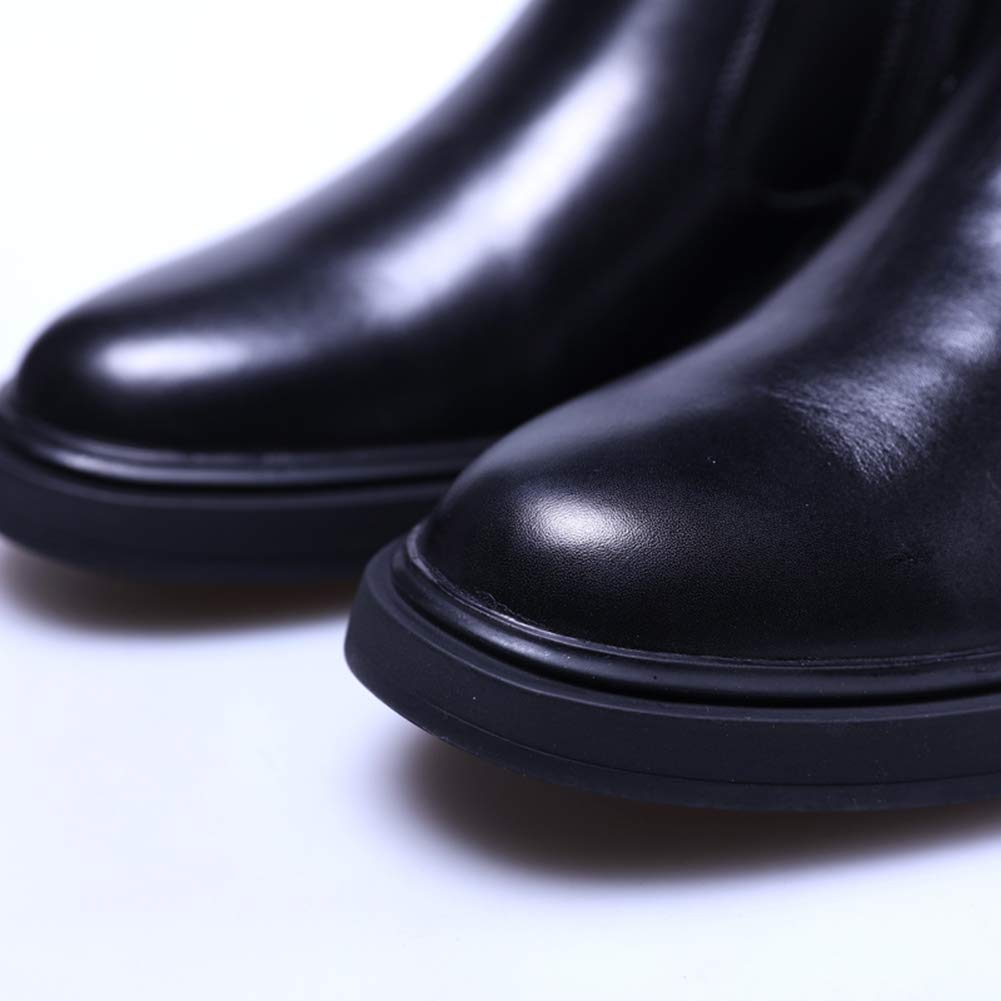 Santimon Men's Winter Boots - Fur Lined Leather Dress Boots with Zipper & Round Toe, Mid-Calf Height, Black - Perfect for Office, Formal Events & Cold Weather Wear