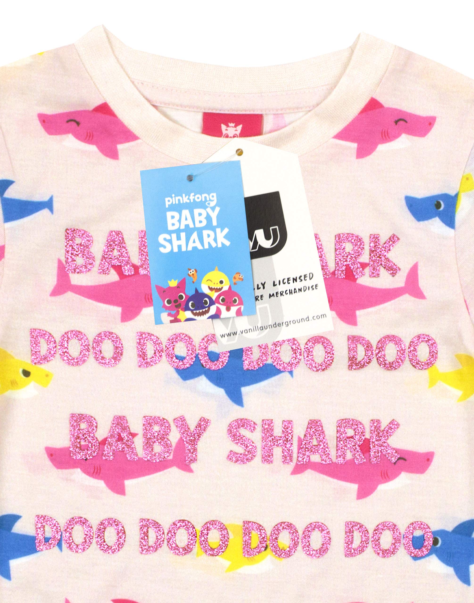 Baby Shark Glitter T-Shirt for Girls 5-6 Years - Playtime & Party Wear