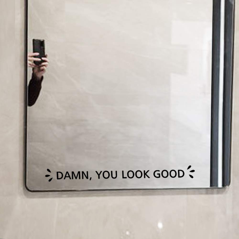 Motivational Mirror Decal - 'You Look Good' Positive Affirmation Vinyl Sticker for Bathroom & Bedroom Decor (13x1.3 Inch) - Self-Esteem Booster & Daily Inspiration