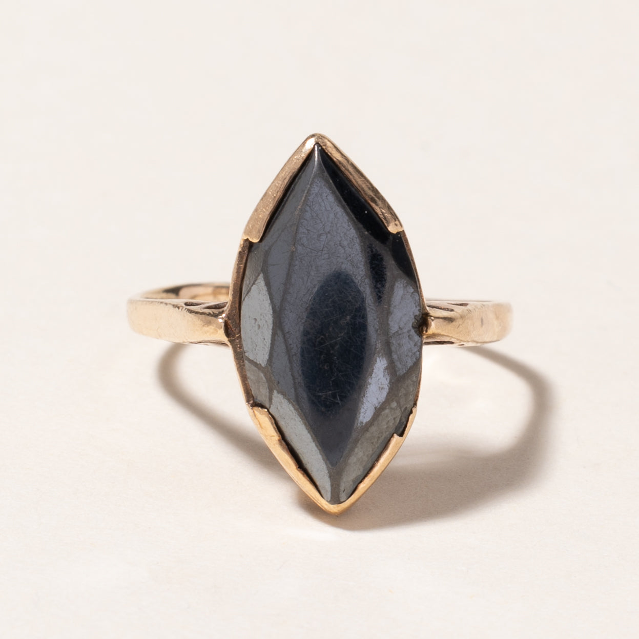 10K Yellow Gold Hematite Ring for Women - 3.51ct Genuine Hematite Stone, Size 7, Durable & Elegant Jewelry for Everyday Wear, Gift for Her, Anniversary or Birthday Present