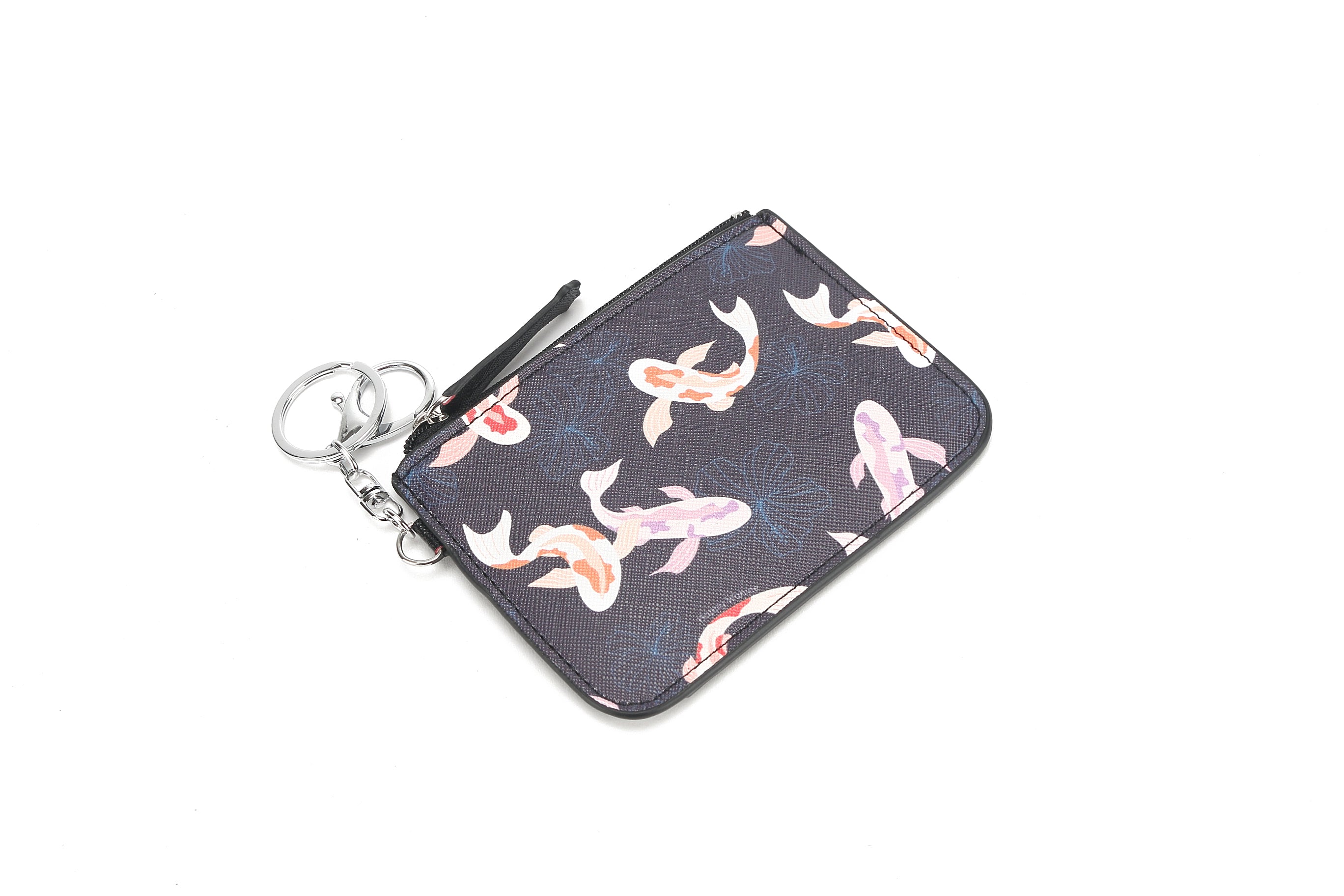 Premium May Koi Navy Leather Card Holder - Slim RFID Blocking Wallet for Credit Cards & IDs | Perfect for Travel, Business, and Everyday Use