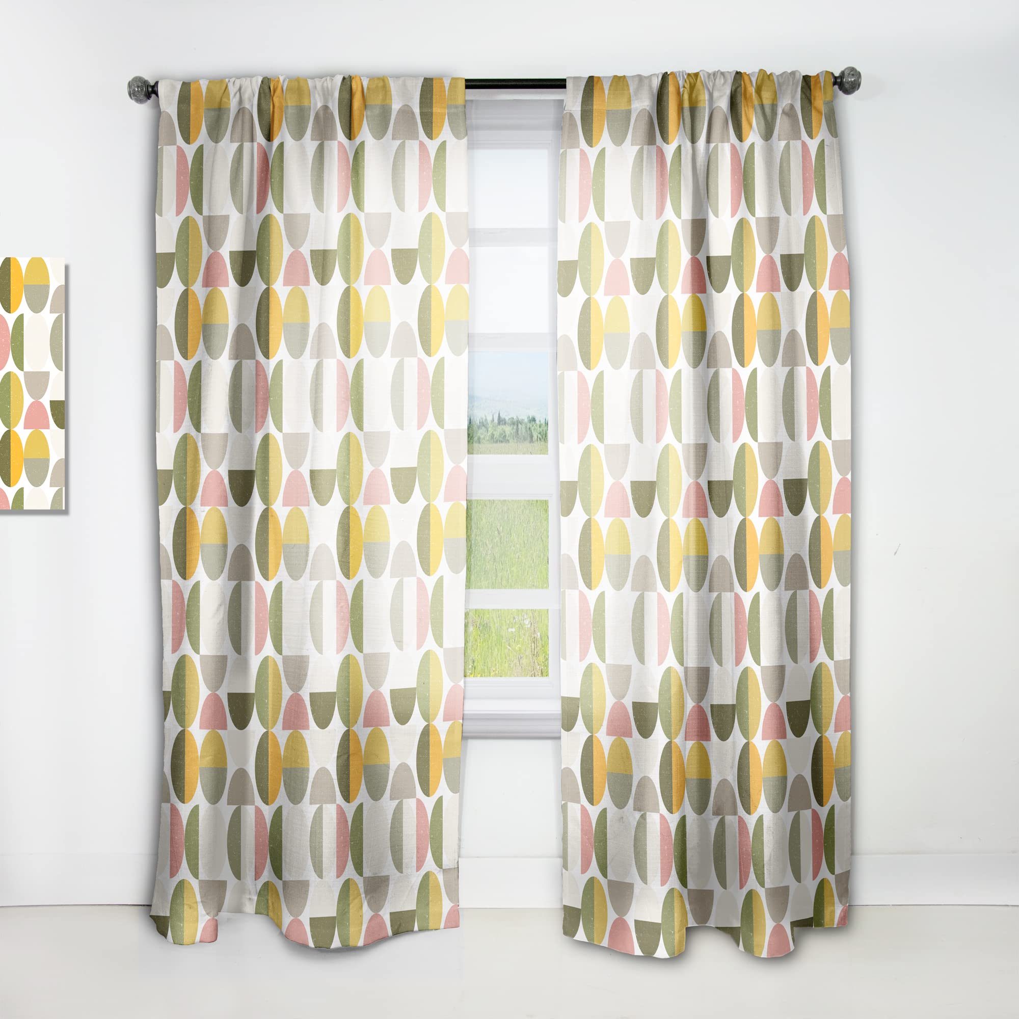DesignQ Vintage Circular Pattern Thermal Insulated Curtain Panel - 52x120 Inches - Blackout Drapes for Bedroom & Living Room - Perfect for Home Decor, Privacy & Temperature Control