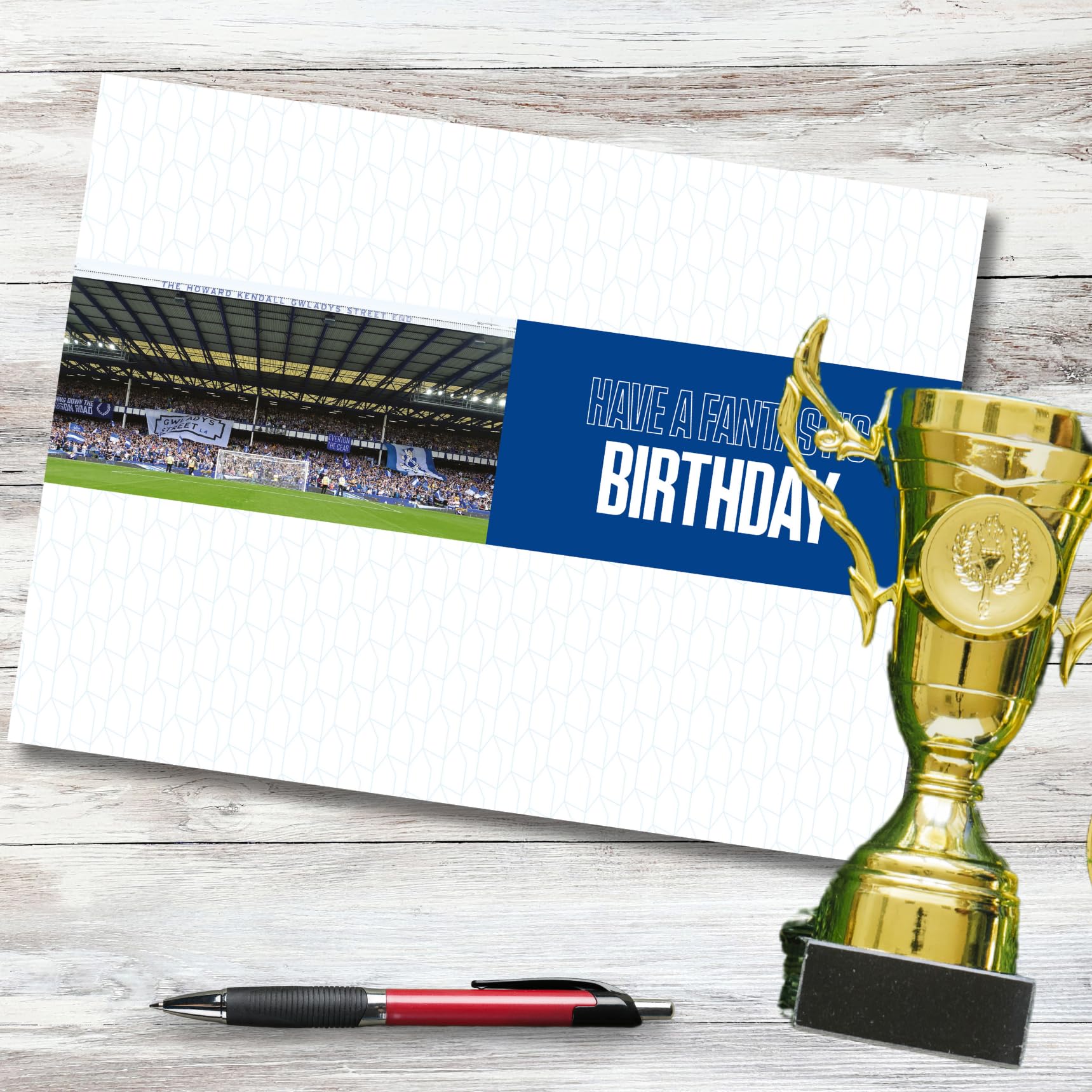 Everton FC Birthday Card with Customizable Name & Age Stickers - Perfect for Soccer Fans & Birthday Celebrations