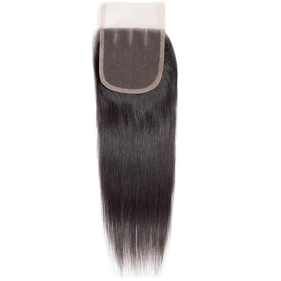 Brazilian Virgin Straight Hair 3 Bundles with 3-Part Lace Closure - Unprocessed Human Hair Extensions, Natural Black (20, 22, 24 +16 Inch) | Perfect for Daily Styling, Weddings & Special Occasions