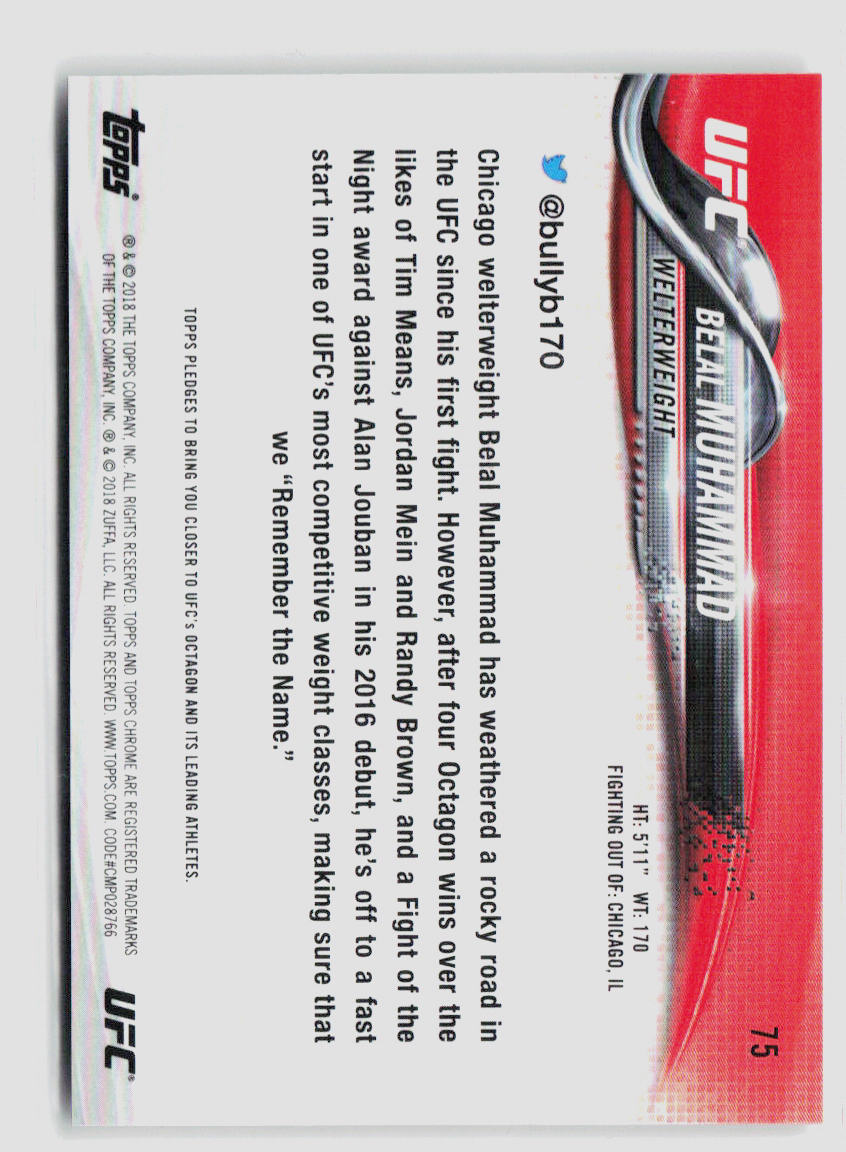 2018 Topps Chrome UFC Belal Muhammad Mini Diamond Refractor Card #75 - Rare Collectible for UFC Fans & Trading Card Enthusiasts (Perfect for Display, Trading, and Investment)