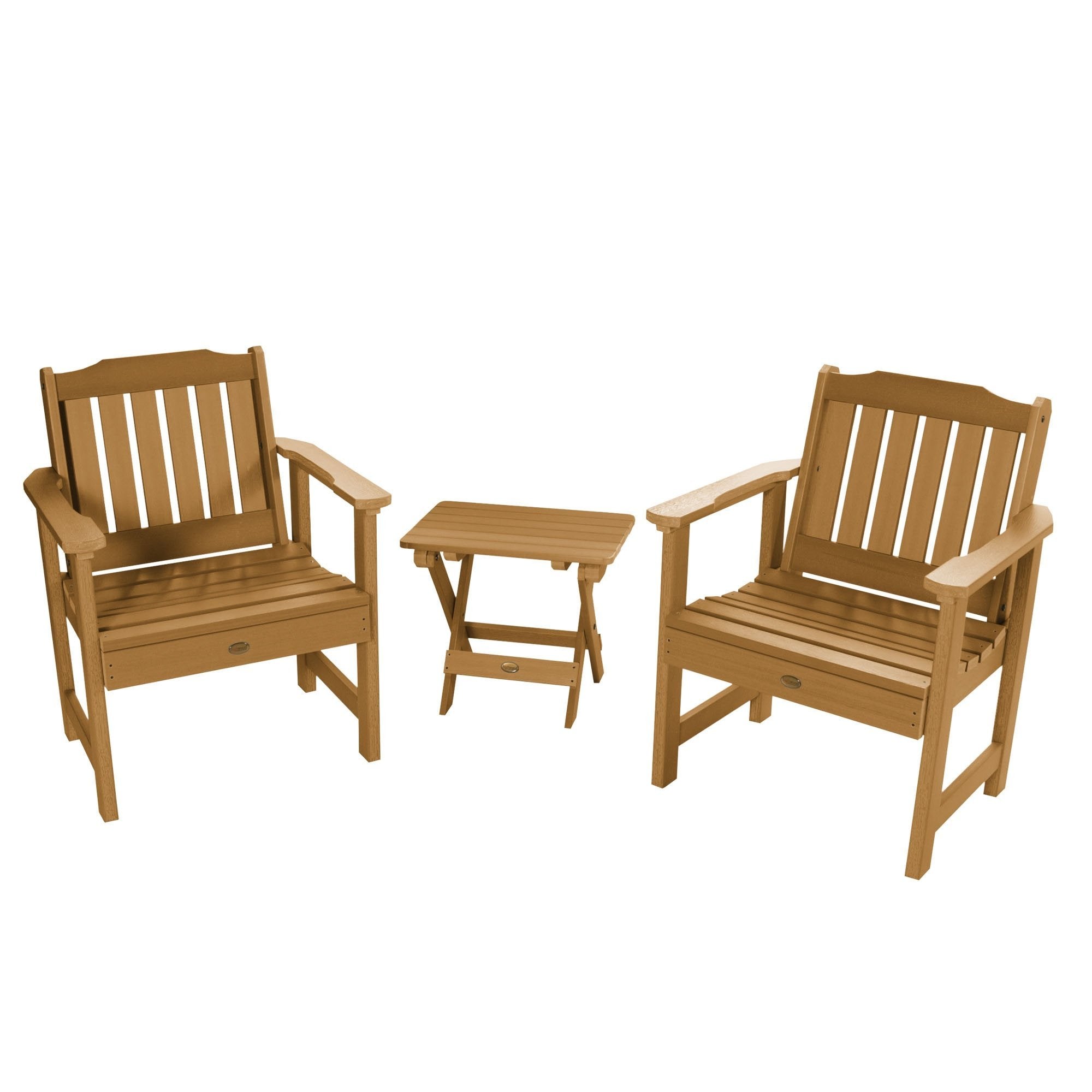 2 Pack Lehigh Folding Garden Chairs with Side Table - Outdoor Patio Furniture Set for Backyard, Poolside & Camping Use