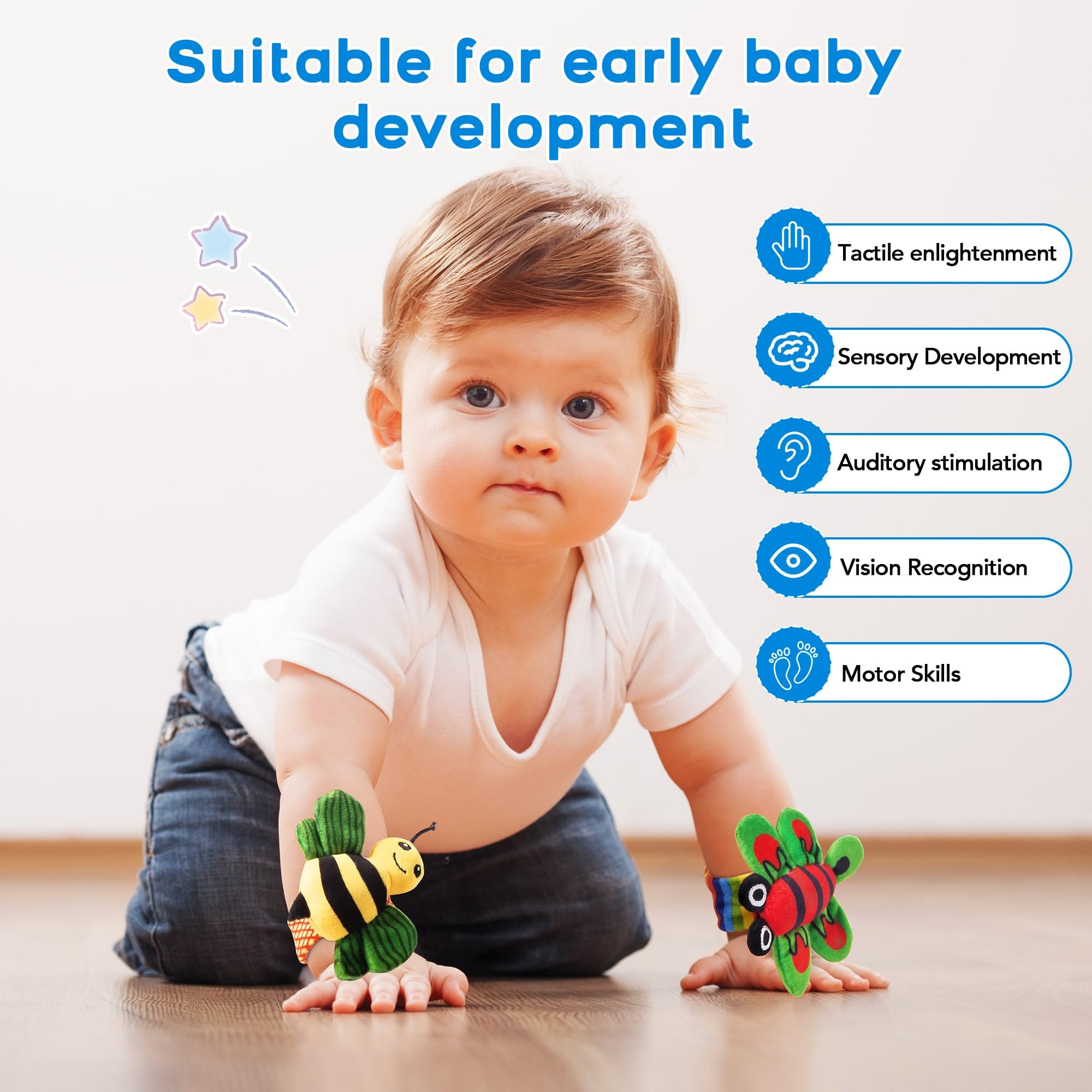 Best Baby Toys 0-6 Months - Soft Infant Socks with Rattles, Newborn Hand & Foot Wrist Rattles for Boys & Girls | Perfect Baby Shower Gifts, Birthday Presents for 0-12 Months | Great for Sensory Play, Tummy Time & Early Development
