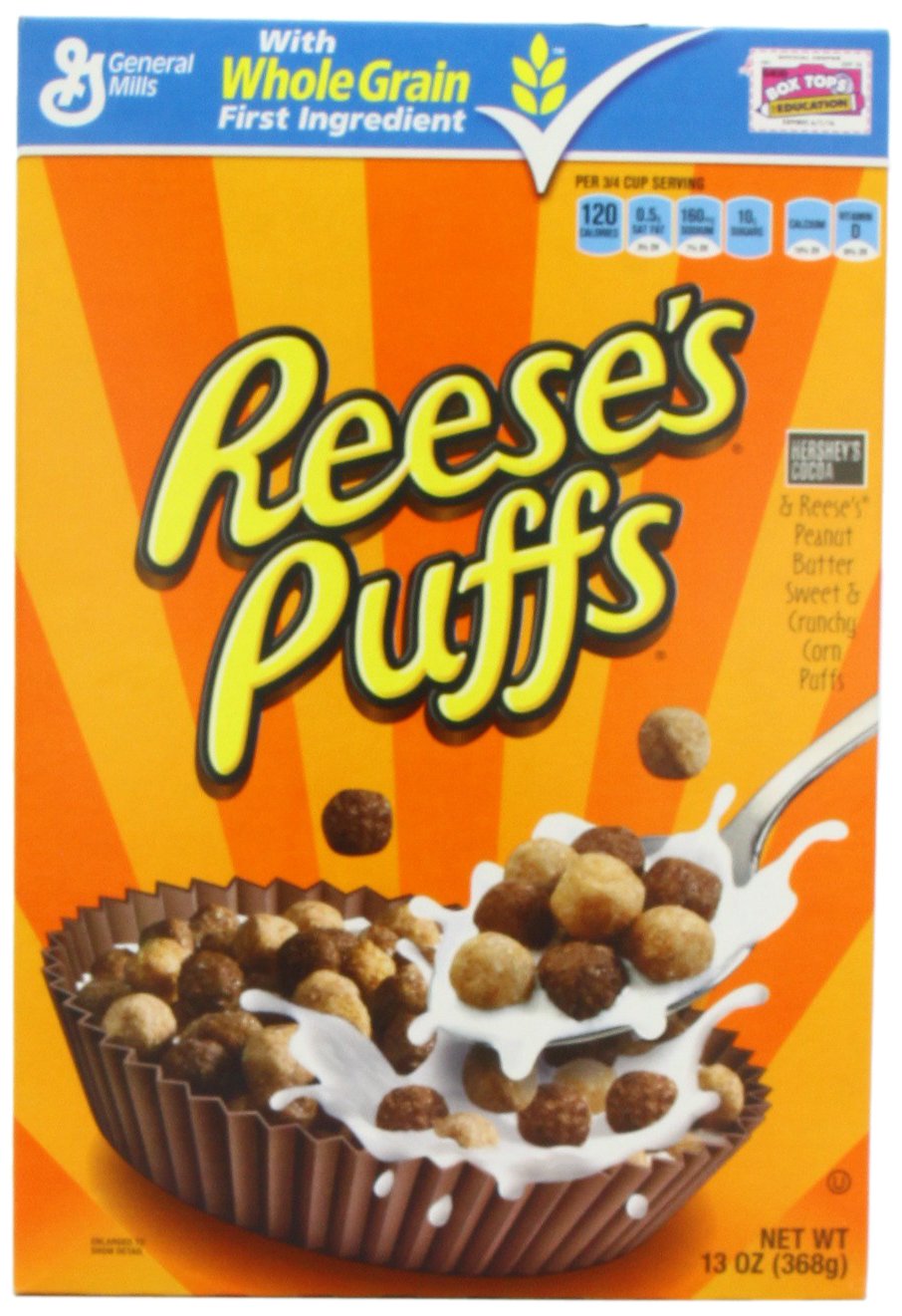 Reese's Puffs Peanut Butter Chocolate Cereal 13oz (368g) - Breakfast Cereal for Kids & Adults, Perfect for Snacking or Milk Pairing