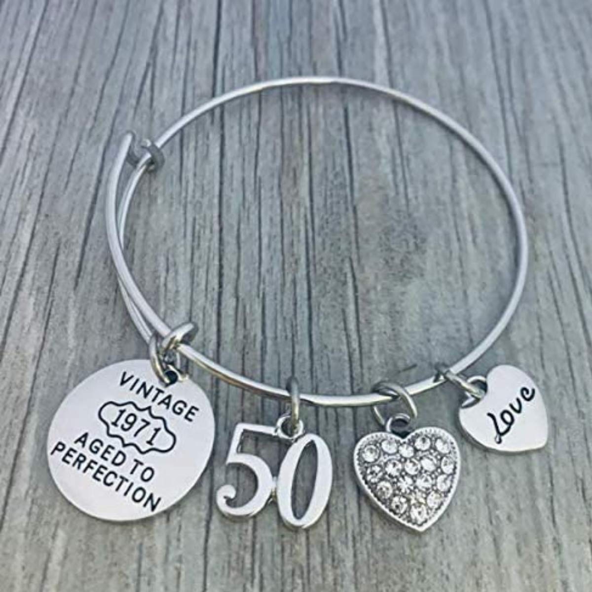 50th Birthday Bracelet Gift Set for Women - Vintage 1971 Charm Bracelet | Perfect 50th Birthday Gift Idea