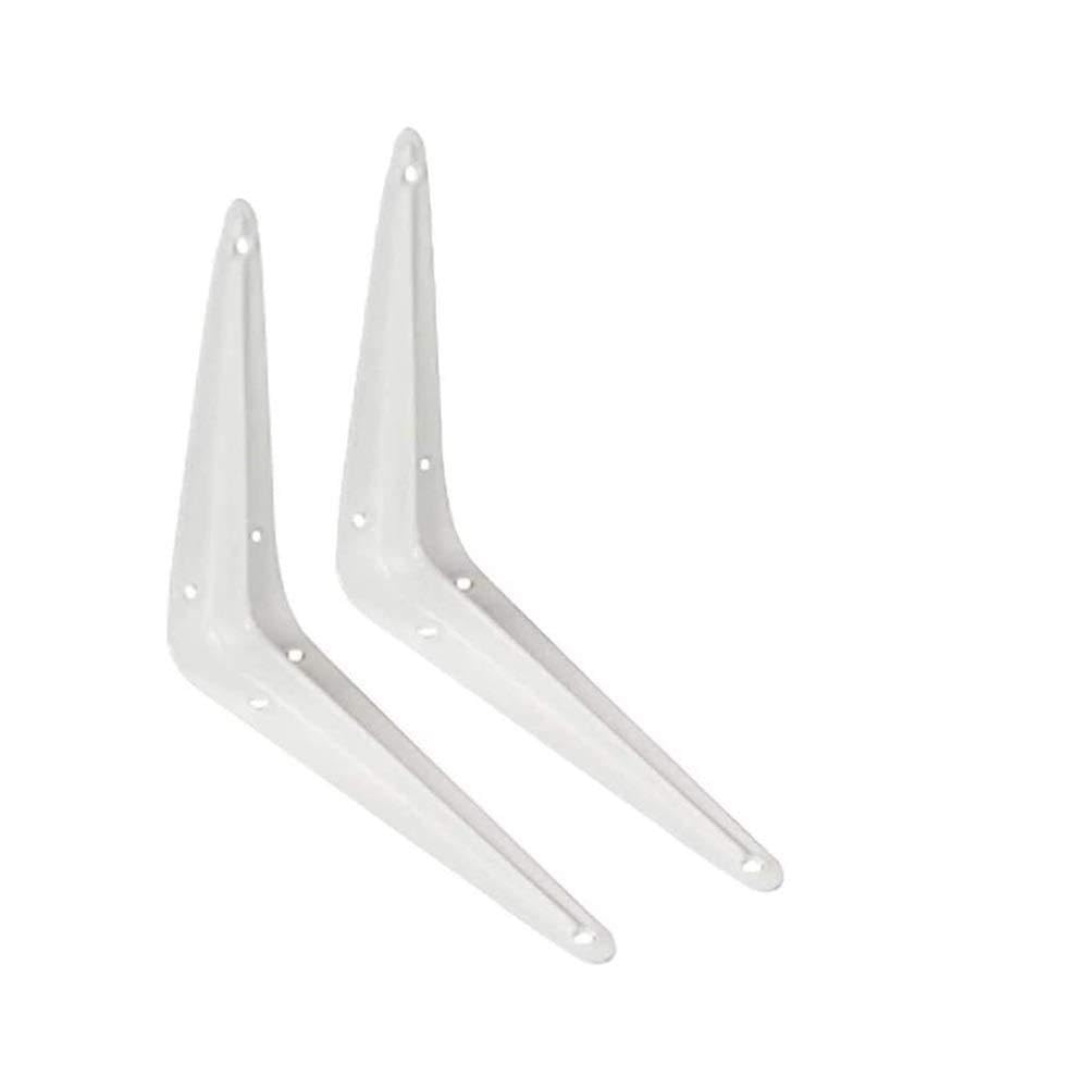 Heavy Duty Floating Shelf Brackets 14 Inch - White Metal Wall Shelf Brackets with Right Angle Corner Brace - Sturdy Shelving Support Tripod for Home & Office - Set of 2 (35cm) - Perfect for Living Room, Kitchen, Bathroom Storage