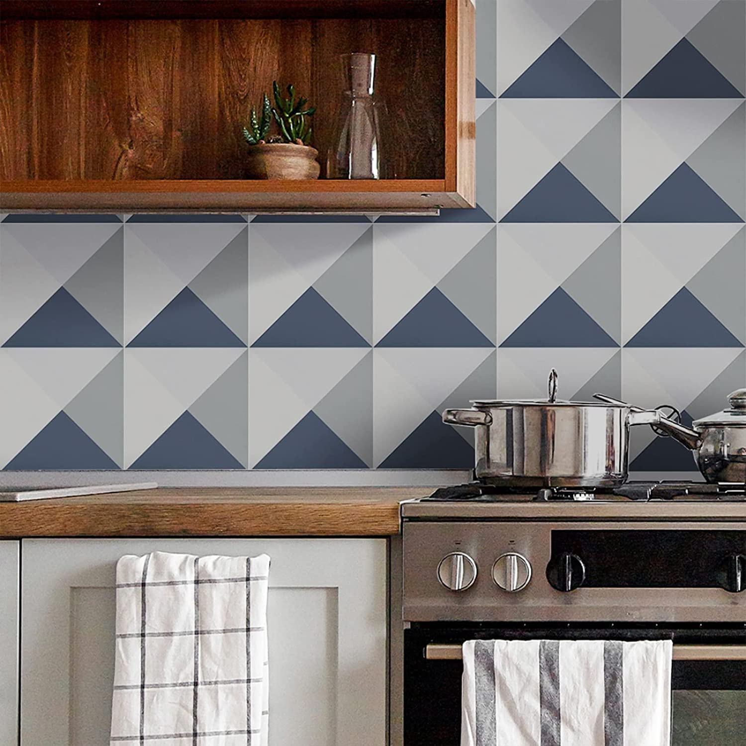 20cm x 20cm Geometric Peel and Stick Kitchen Tile Stickers - Waterproof Backsplash Wall Decals for Home, Bathroom & Office Decor | Easy DIY Home Improvement Solution