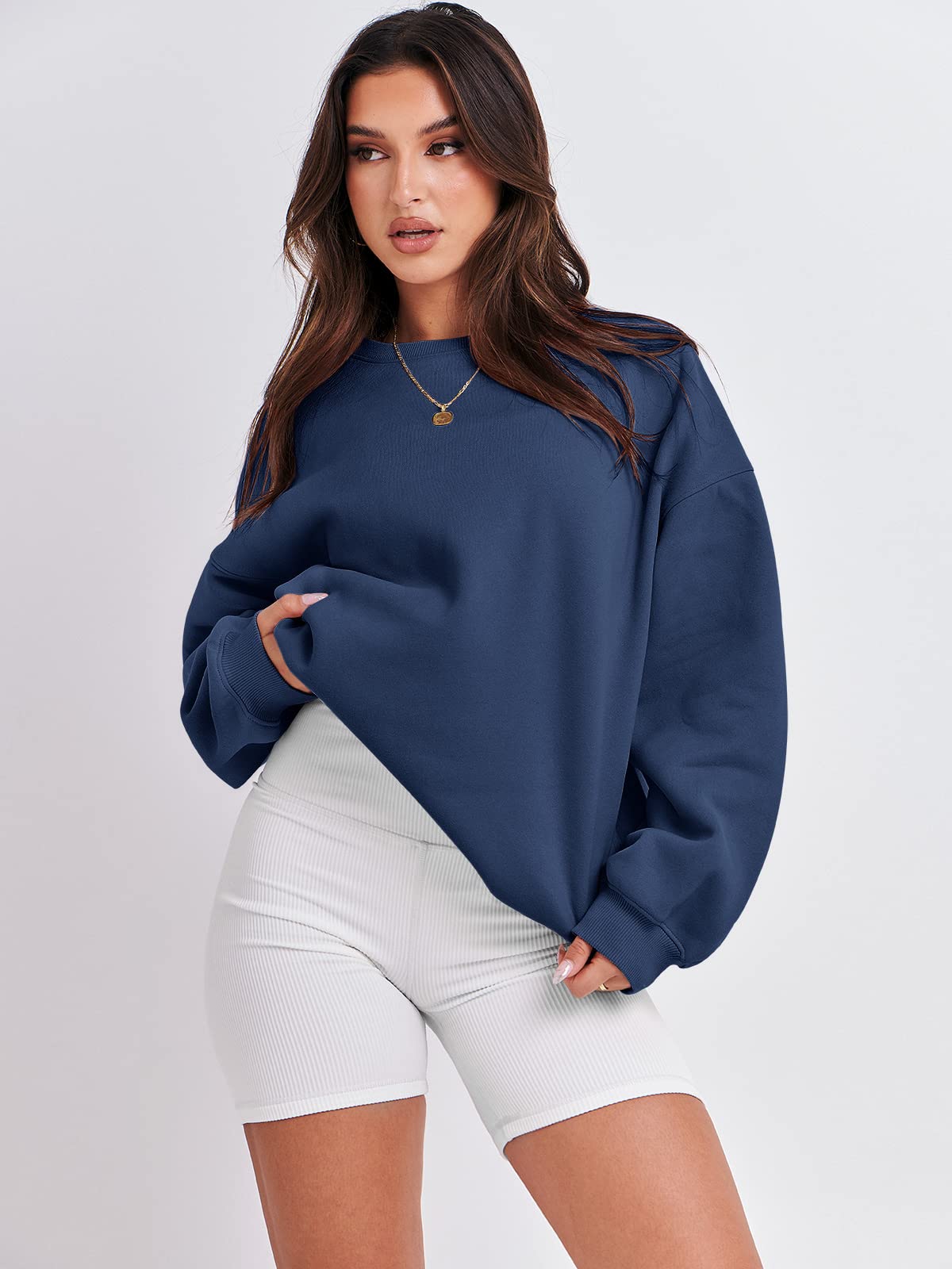 ANRABESS Women's Oversized Fleece Crewneck Hoodie - Casual Pullover Sweatshirt for Fall Fashion 2025 | Cozy Loungewear & Streetwear Outfit
