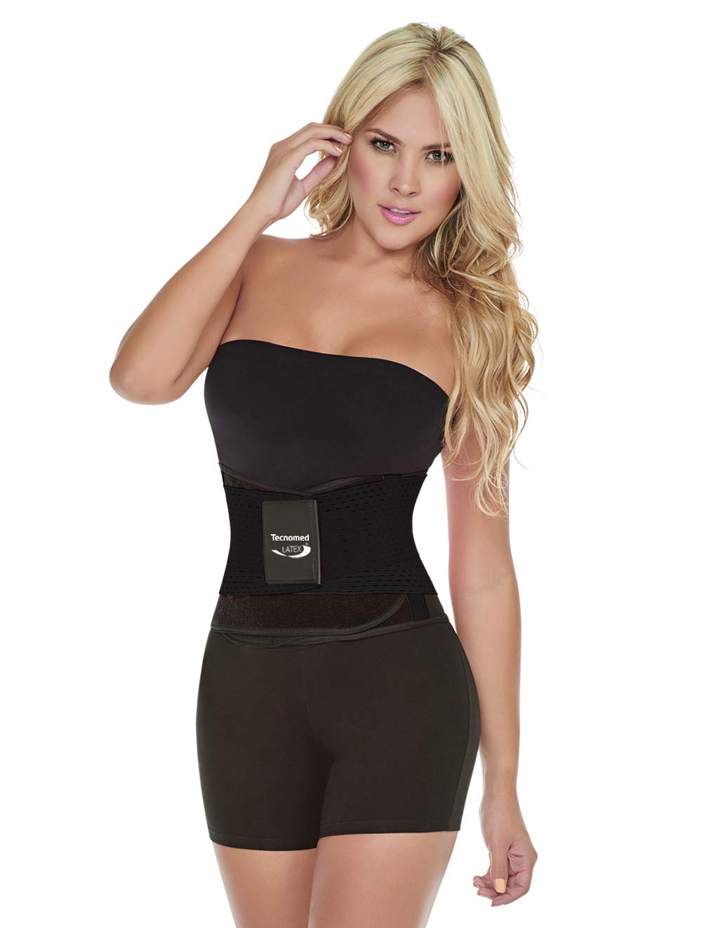 Tecnomed Latex Back Support Belt for Men & Women - Adjustable Waist Lumbar Brace for Lower Back Pain Relief - Perfect for Office Work, Sports & Post-Surgery Recovery