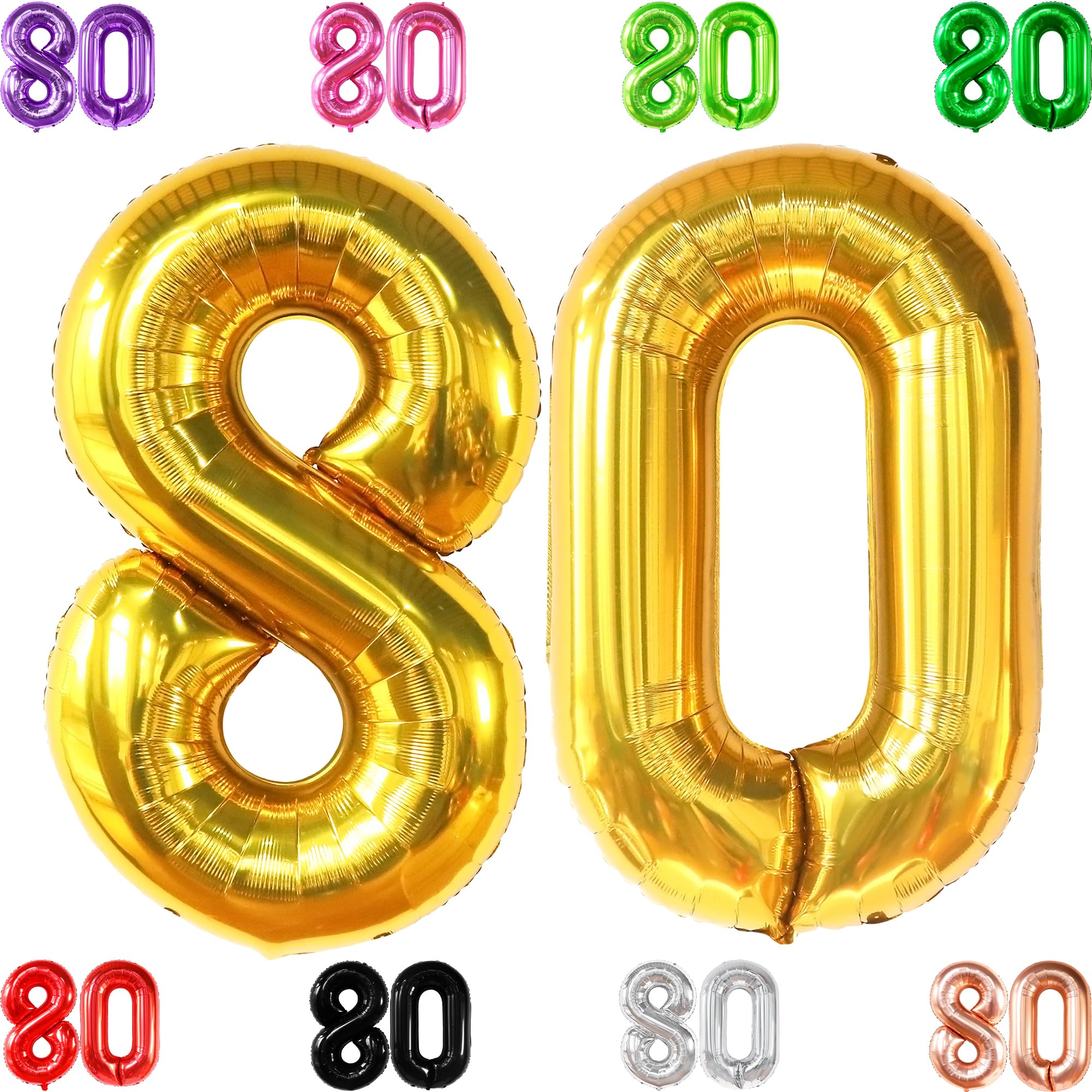 KatchOn 40 Inch Giant Gold 80th Birthday Balloons - Large 80 Number Balloon for Milestone Celebrations | Gold Party Decorations for Men & Women | Perfect for 80th Birthday Parties, Anniversaries & Retirement Celebrations