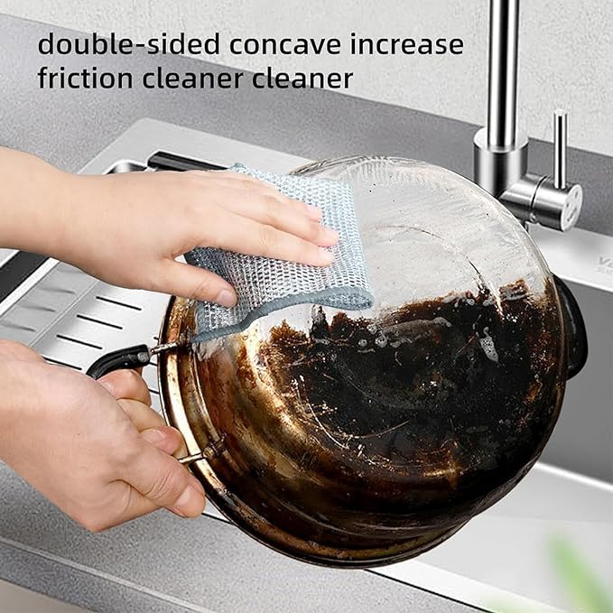 Kruvad 12-Pack Multipurpose Wire Dishwashing Rags - Wet & Dry Scrubber Cleaning Cloths for Kitchen Counters, Stove, Non-Scratch Dishwashing - Perfect for Cleaning Tight Gaps & Hard-to-Reach Areas