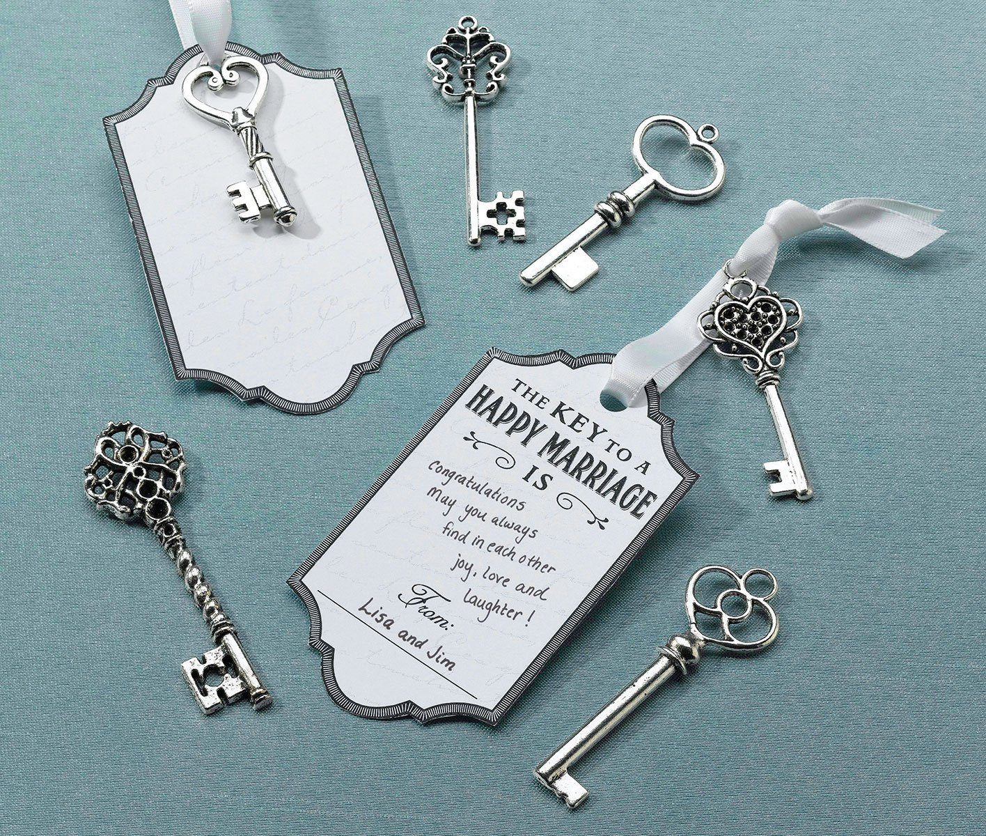 Lillian Rose Silver Key Tag Guest Book Alternative - Elegant Bronze Wedding Favors for Bridal Showers, Receptions & Anniversary Parties