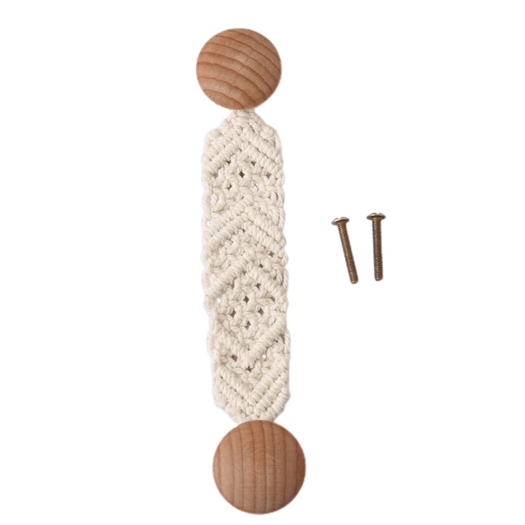 **Xdodnev Hand-Woven Beech Wood & Cotton Rope Drawer & Closet Knobs - Easy Installation for Home, Homestay & Hotel Decoration - Perfect for Bedroom, Bathroom & Cabinets**
