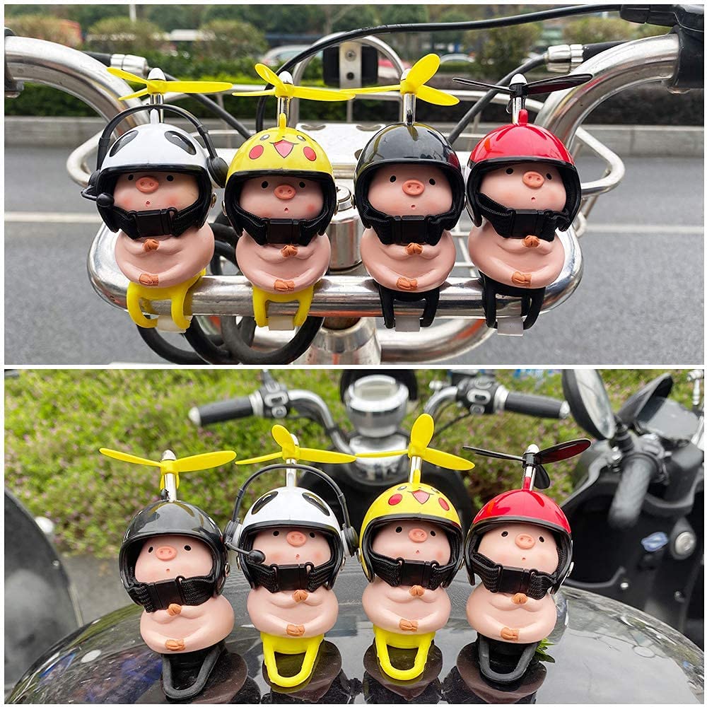 Cute Pink Pig Ceramic Bamboo Copter Headgear - Bicycle, Motorcycle, Car Center Console Decoration for Kids & Adults - Perfect for Home, Office, and Vehicle Interior Styling