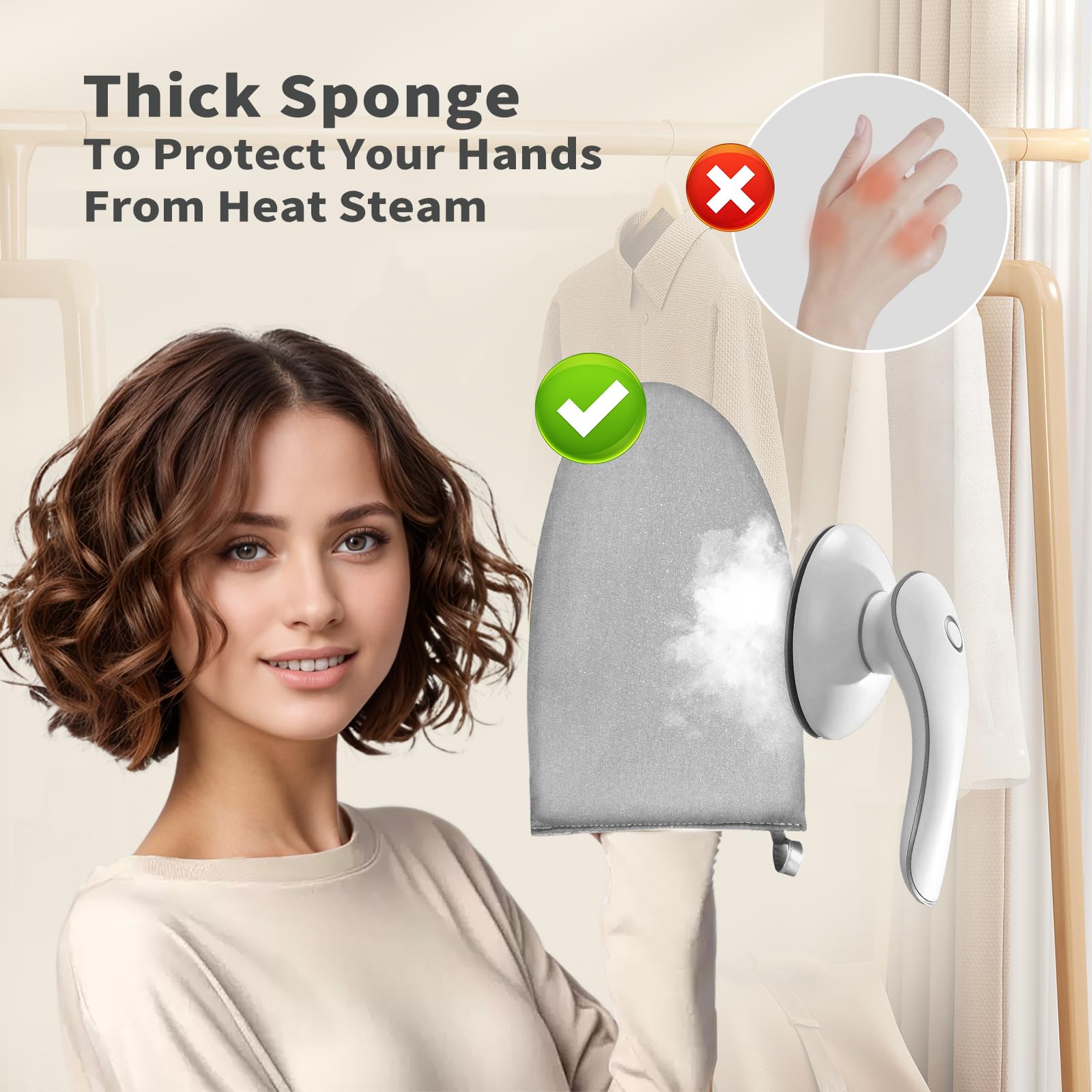 Garment Steamer Ironing Gloves - Heat Resistant Anti-Steam Gloves with Finger Loops for Clothes Steaming | Perfect for Home Laundry, Travel & Professional Garment Care