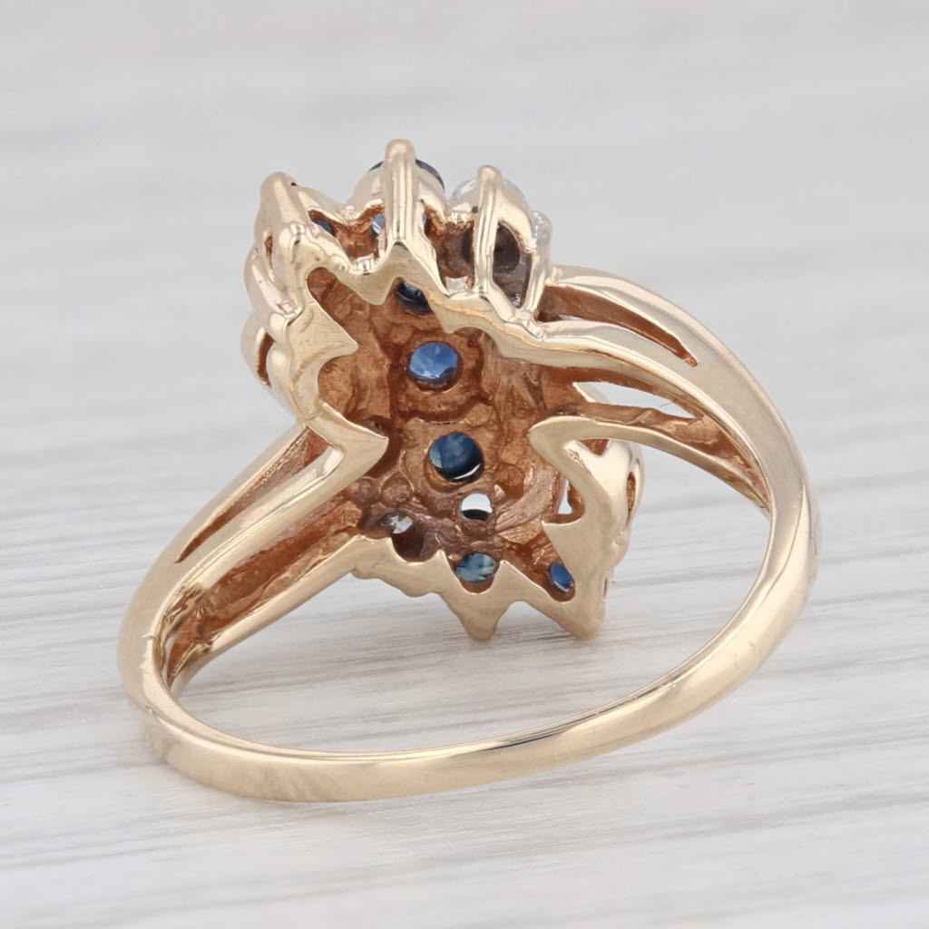 0.40ctw Blue Sapphire & Diamond Cluster Ring in 10k Yellow Gold - Size 5.5 | Elegant Engagement, Anniversary Gift for Her | Perfect for Weddings, Date Nights & Special Occasions