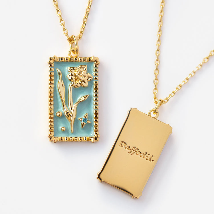 Enamel Birth Flower Pendant Necklace - Personalized Jewelry Gift for Women - Perfect for Birthdays, Anniversaries & Mother's Day