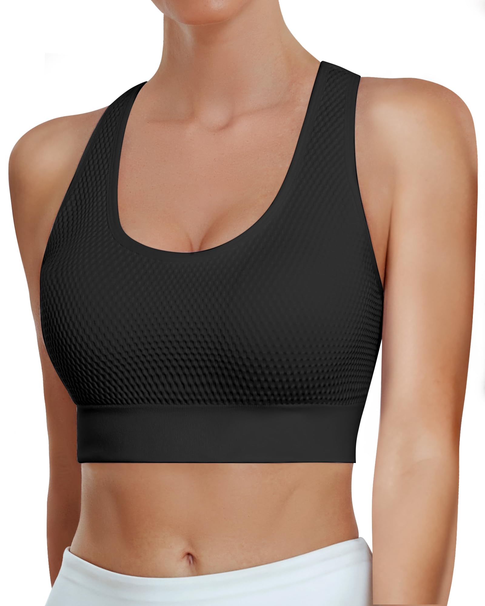 Women's Longline Padded Strappy Wireless V-Neck Sports Bra - Full Coverage Workout Bra for Running, Yoga & Gym - Comfortable Support for High-Intensity Exercise
