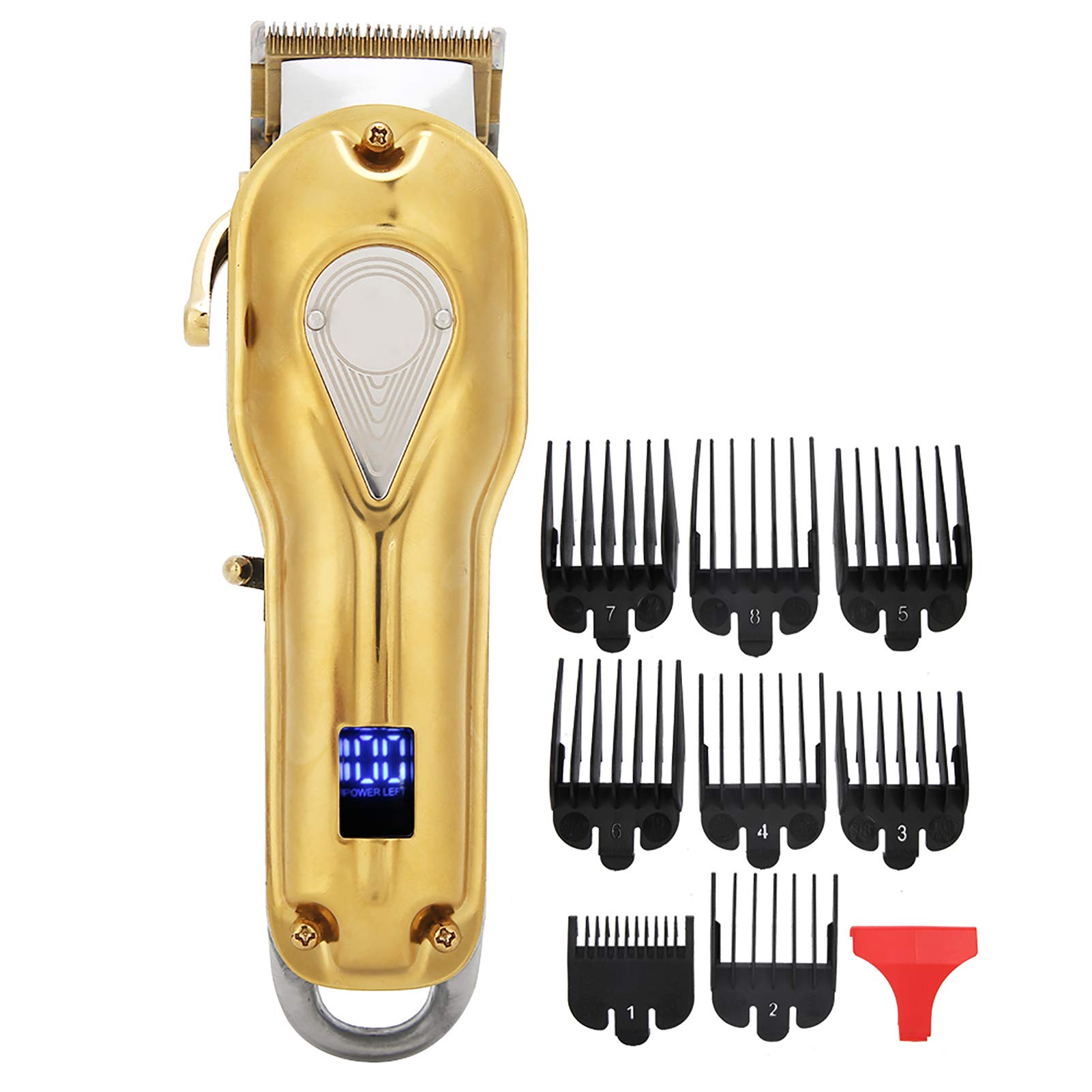 Professional Cordless USB Rechargeable Hair Clipper for Men - Gold Electric Hair Trimmer & Beard Grooming Kit for Home & Salon Use - Perfect for DIY Haircuts, Beard Shaping & Styling