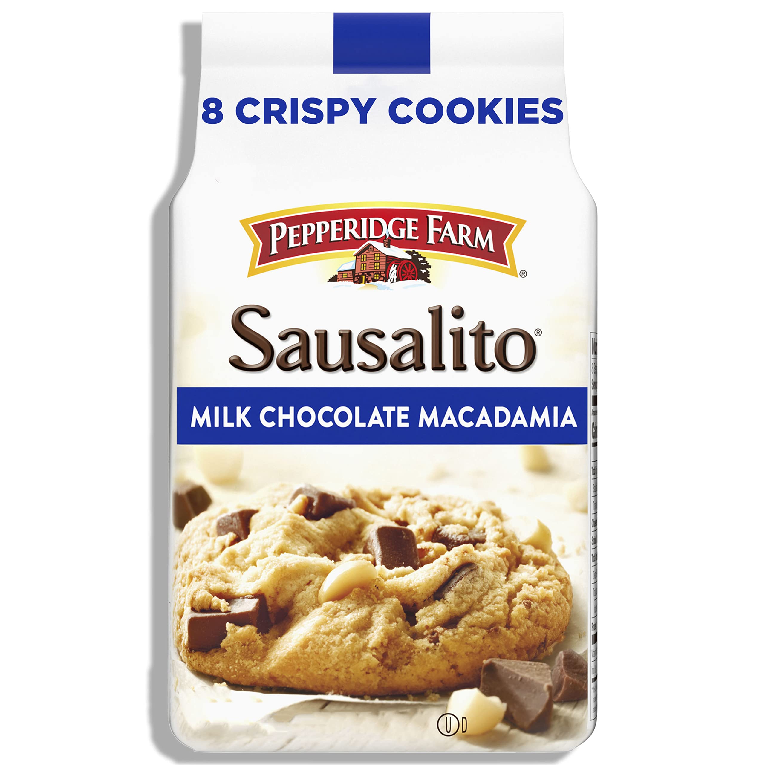 Pepperidge Farm Sausalito Milk Chocolate Macadamia Nut Cookies - Crunchy Gourmet Cookies, 7.2oz Bag (8 Cookies) - Perfect for Snacking, Gifts & Coffee Time