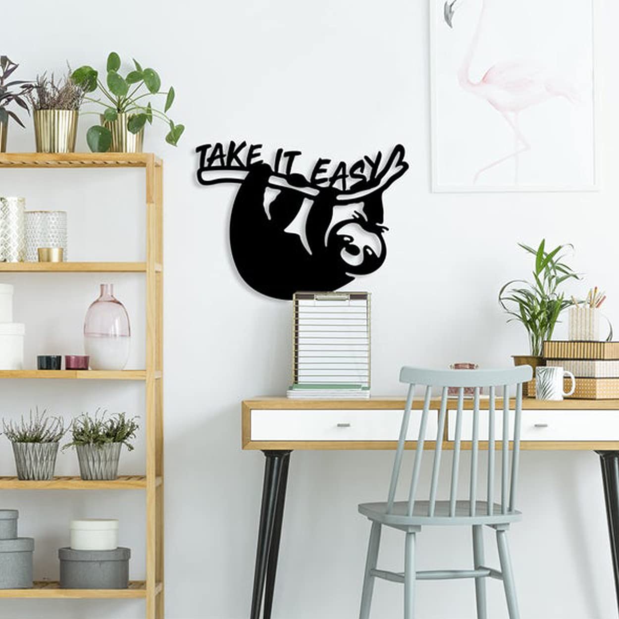 LaModaHome Metal Wall Art 'Take It Easy' - Black Modern Wall Decor for Living Room, Bedroom, Kitchen & Bathroom | Indoor Outdoor Decoration | Perfect for Home, Office & Patio Wall Hanging