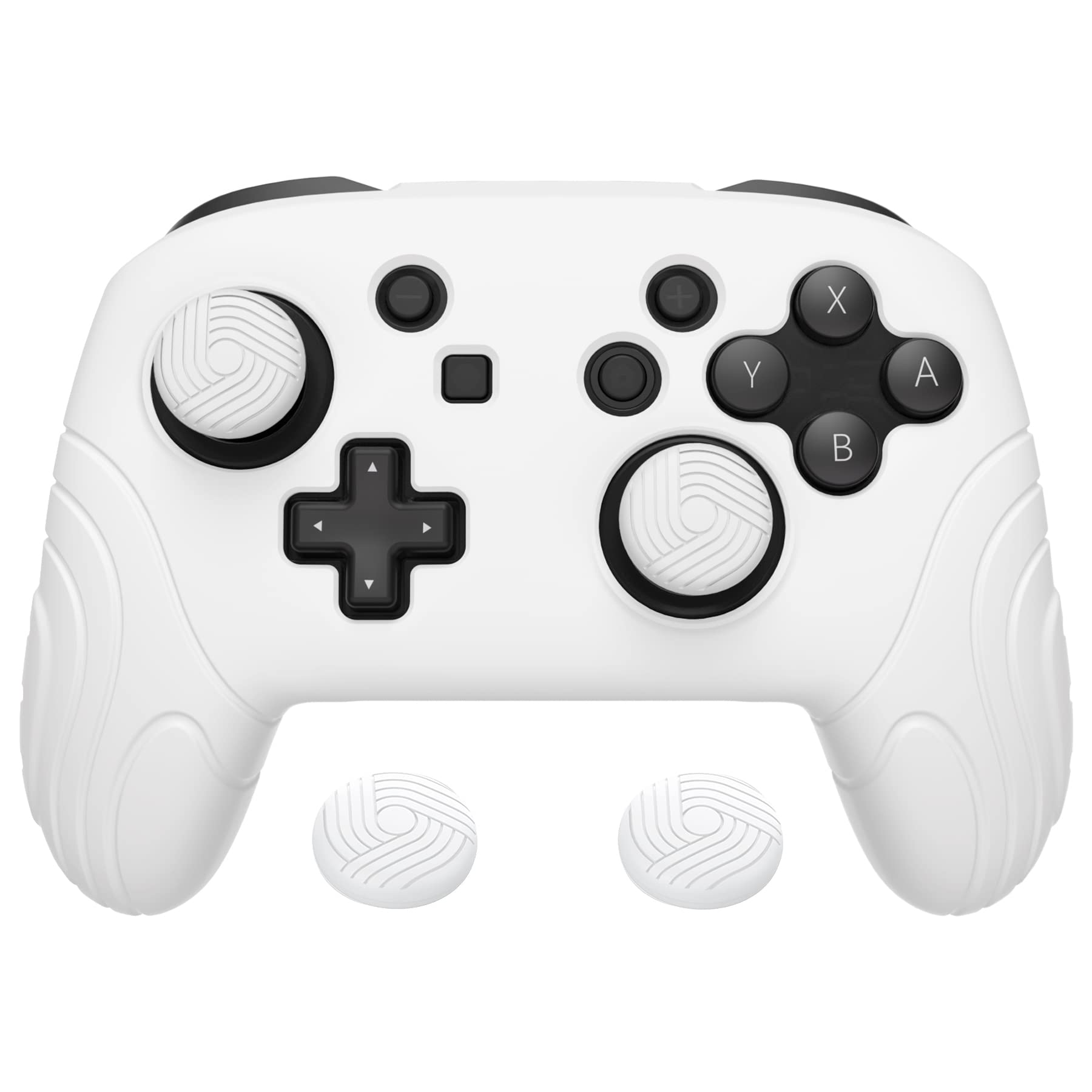 PlayVital Samurai Edition Ergonomic Silicone Case for Nintendo Switch Pro Controller - Soft Anti-Slip Grip Protector with Thumb Grip Caps (White) | Perfect for Gaming, Travel & Long Play Sessions