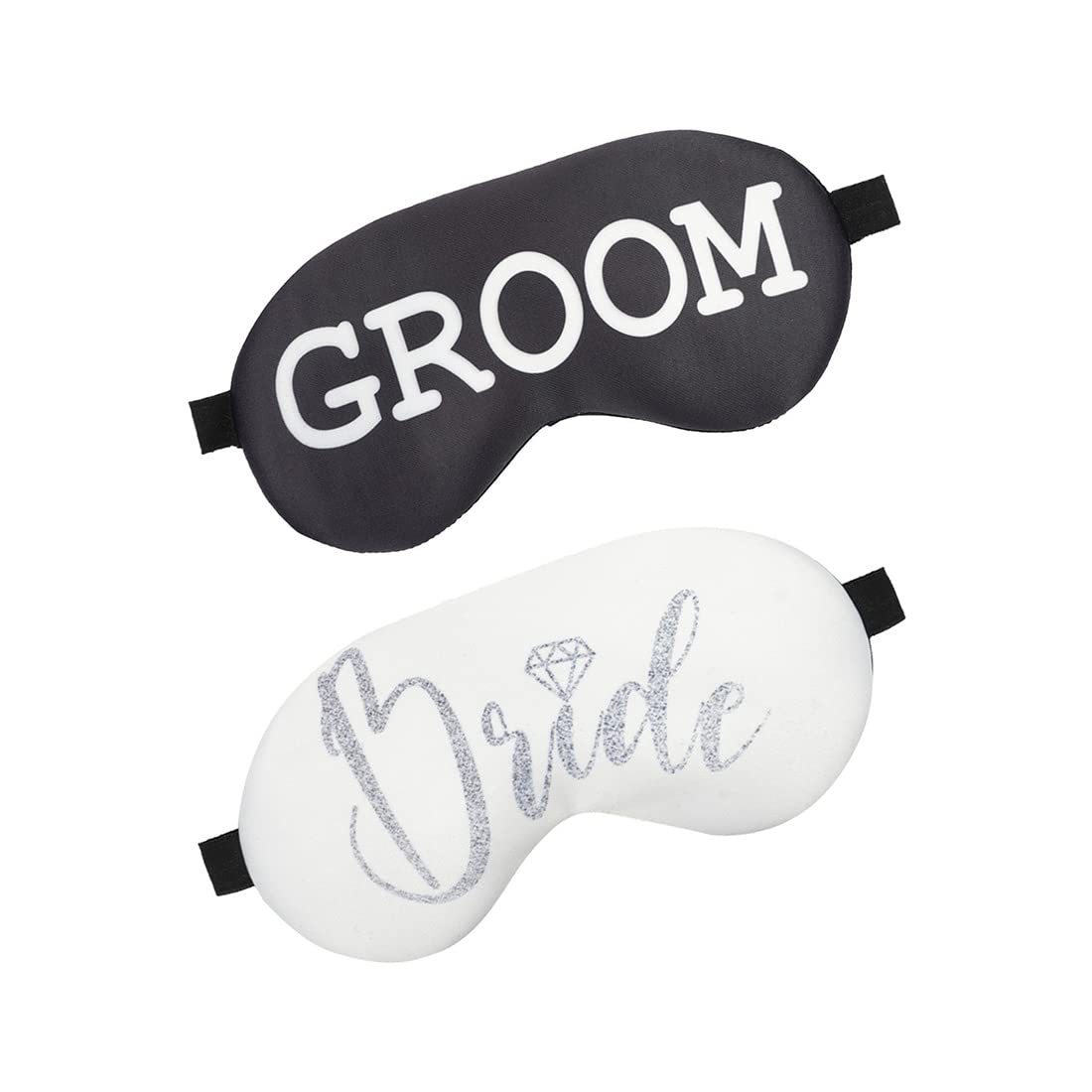 Crazyify Couple Sleep Mask Set - Printed Groom & Bride Design for Husband & Wife - Soft Comfortable Eye Mask for Travel, Sleeping & Relaxation - 7.5 x 4 Inches - Perfect Wedding Gift & Anniversary Present for Couples