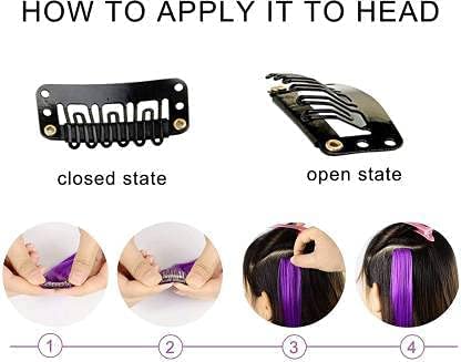 INAAYA Temporary Hair Highlight Color Extensions for Women & Girls - Magenta Streaks (Set of 2) | Perfect for Weddings, Birthday Parties & Cosplay