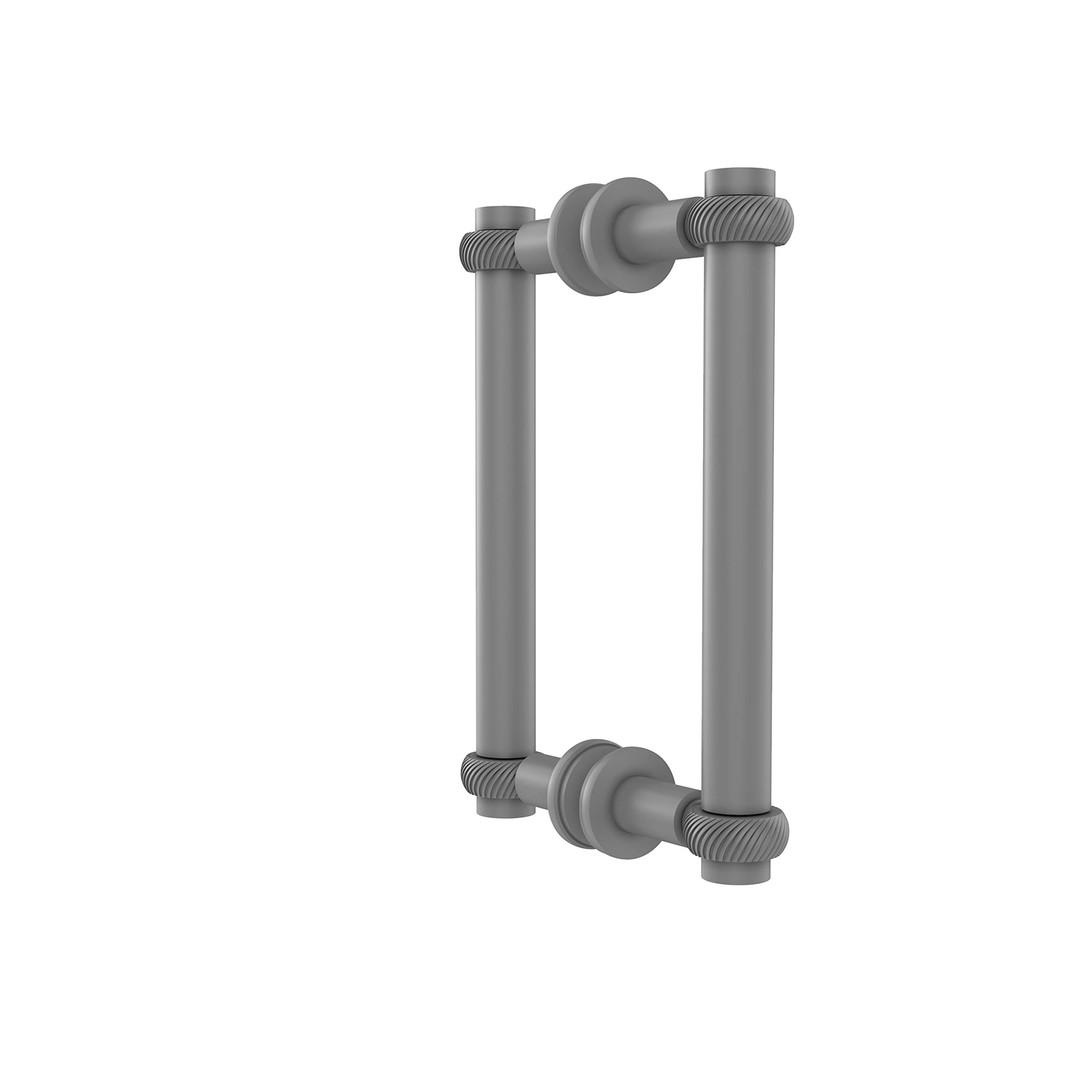 Allied Brass 404T-8BB-GYM 8 Inch Modern Twisted Shower Door Handle in Matte Gray - Perfect for Bathroom Renovation & Spa-Style Showers