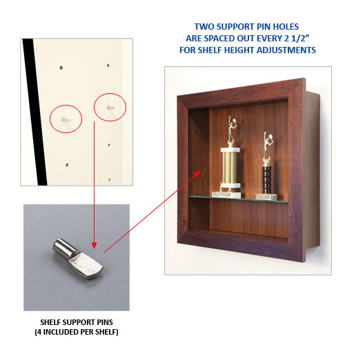 44x44 Inch Wide Wood Framed Shadow Box Display Case with Glass Shelves - 8 Inch Deep for Collectibles, Memorabilia & Awards - Perfect for Home, Office or Retail Store Decor